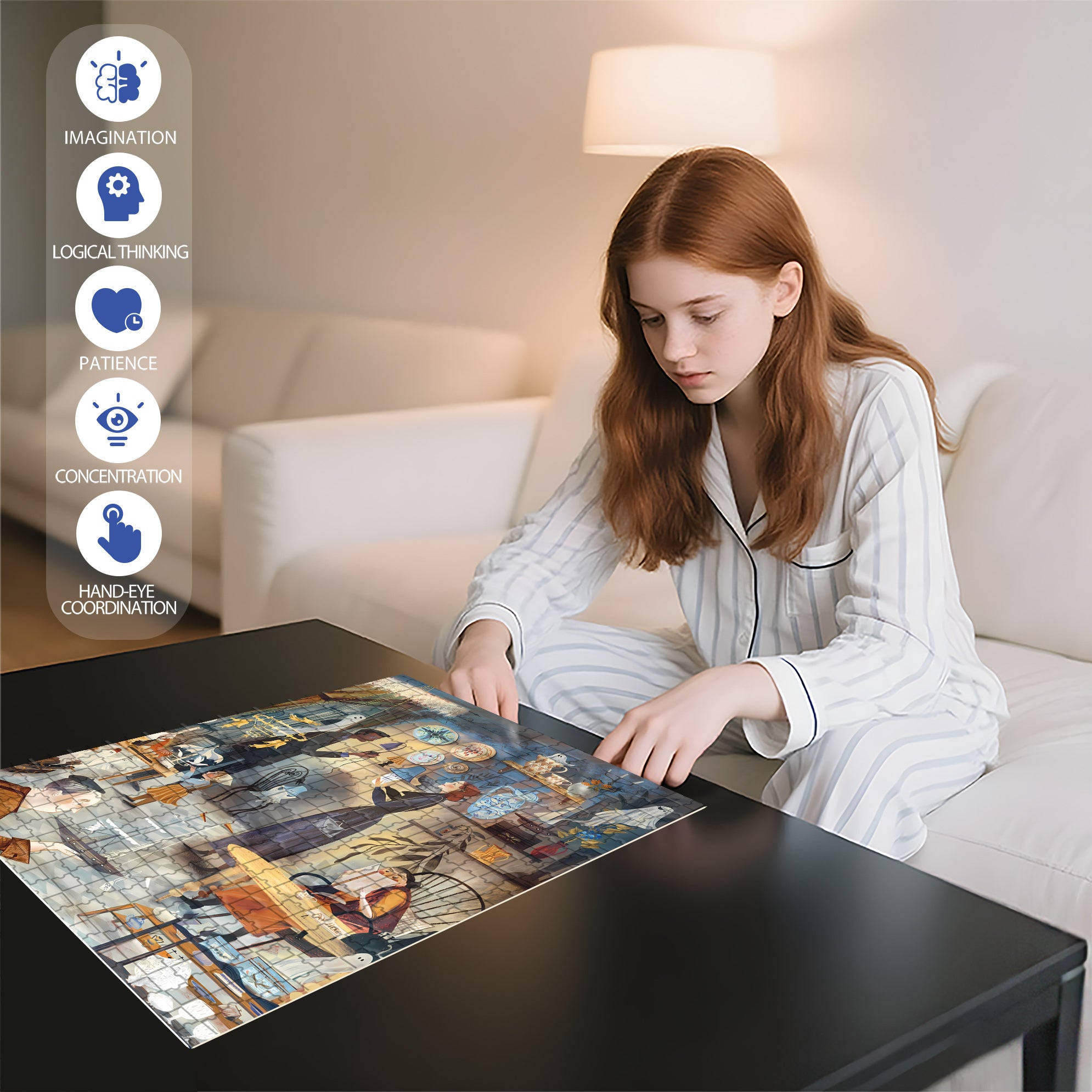 Ghost Furniture Store 500pcs/1000pcs Jigsaw Puzzle, Scratch-Resistant, Interactive Family Game & Brain-Boosting DIY Decor, Perfect for Halloween, Christmas & New Year Gifts, Family Puzzle Game
