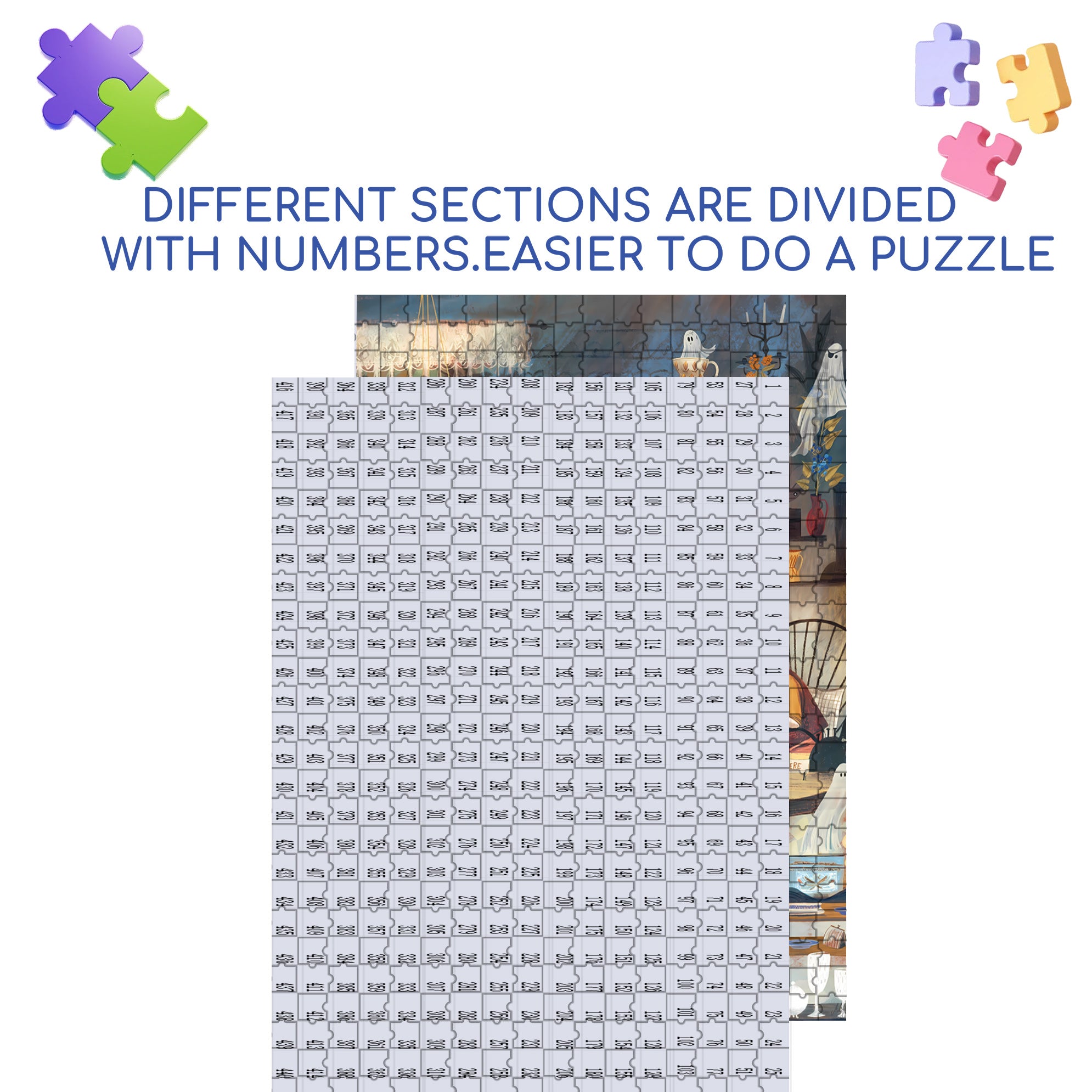 Ghost Furniture Store 500pcs/1000pcs Jigsaw Puzzle, Scratch-Resistant, Interactive Family Game & Brain-Boosting DIY Decor, Perfect for Halloween, Christmas & New Year Gifts, Family Puzzle Game