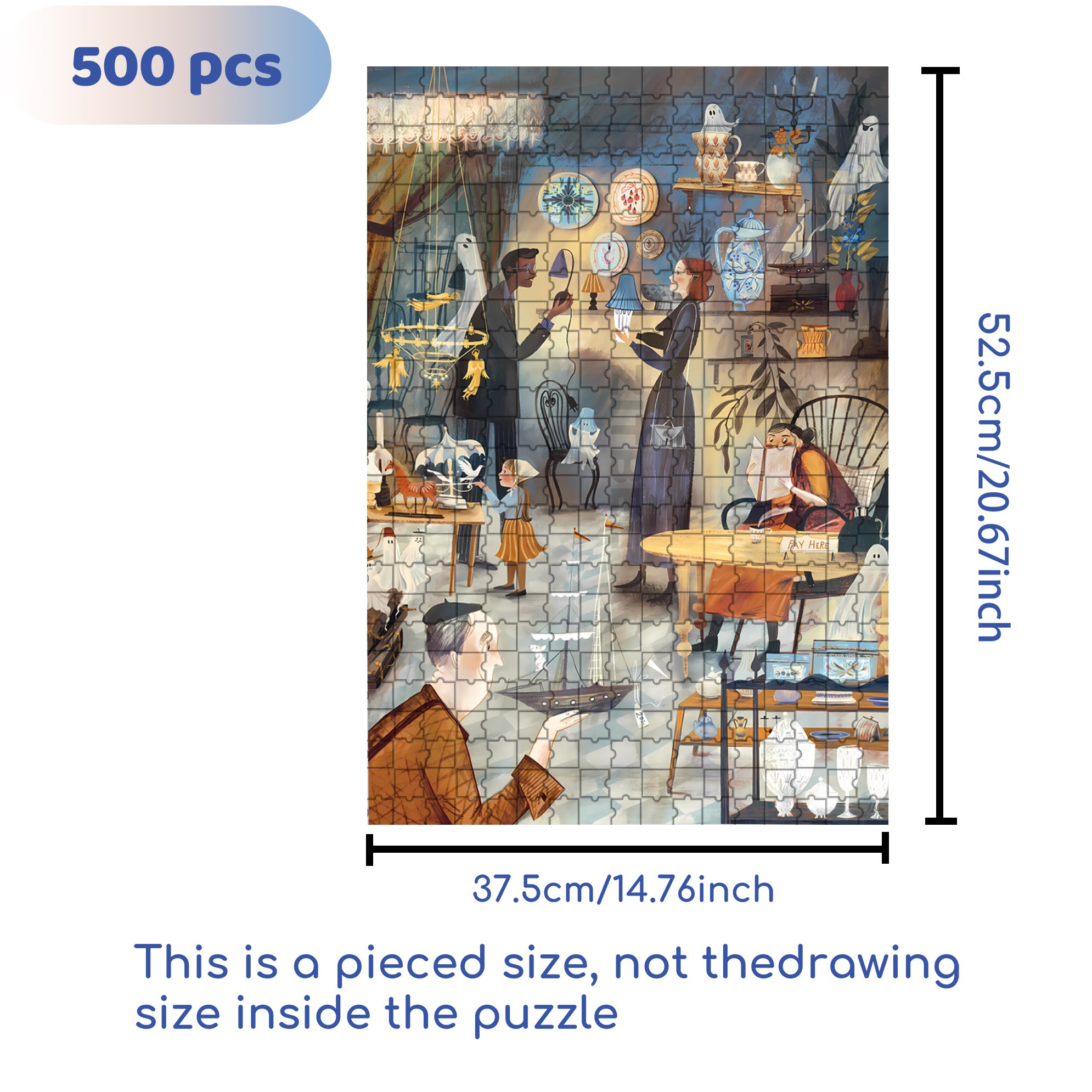 Ghost Furniture Store 500pcs/1000pcs Jigsaw Puzzle, Scratch-Resistant, Interactive Family Game & Brain-Boosting DIY Decor, Perfect for Halloween, Christmas & New Year Gifts, Family Puzzle Game