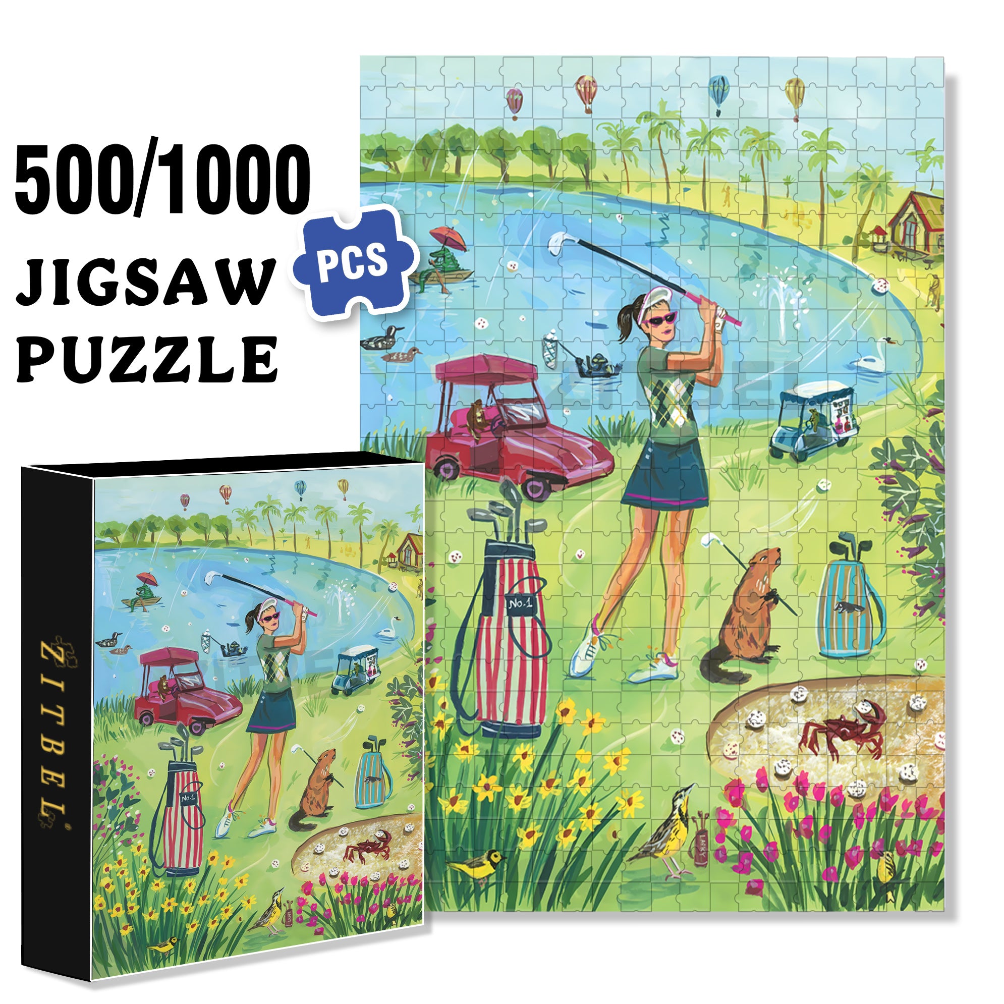 Golf 500pcs/1000pcs Jigsaw Puzzle, Scratch-Resistant, Interactive Family Game & Brain-Boosting DIY Decor, Perfect for Halloween, Christmas & New Year Gifts, Family Puzzle Game