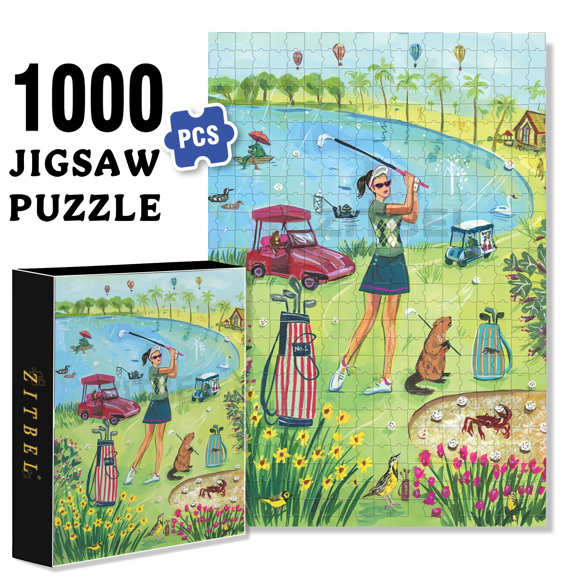 Golf 500pcs/1000pcs Jigsaw Puzzle, Scratch-Resistant, Interactive Family Game & Brain-Boosting DIY Decor, Perfect for Halloween, Christmas & New Year Gifts, Family Puzzle Game