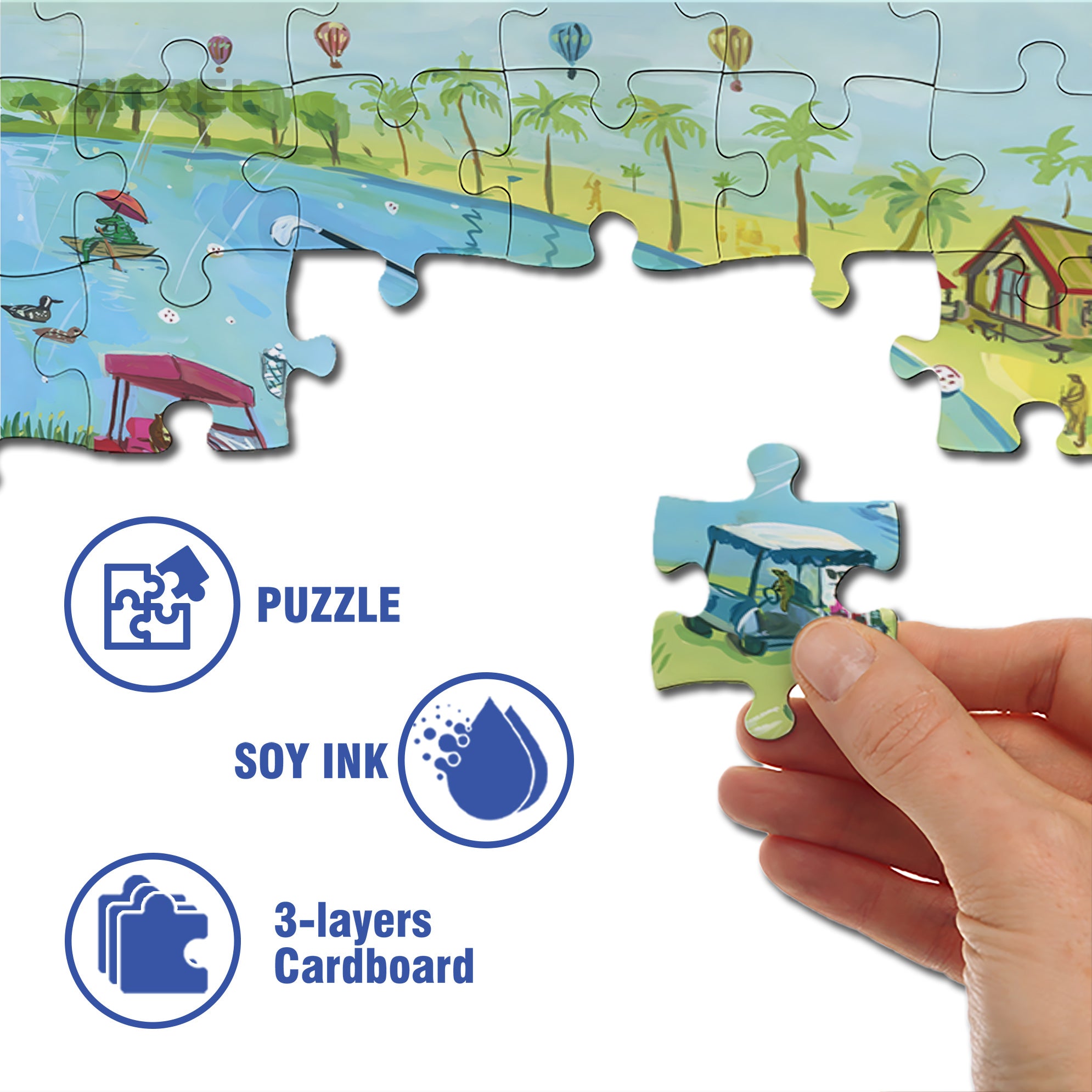 Golf 500pcs/1000pcs Jigsaw Puzzle, Scratch-Resistant, Interactive Family Game & Brain-Boosting DIY Decor, Perfect for Halloween, Christmas & New Year Gifts, Family Puzzle Game