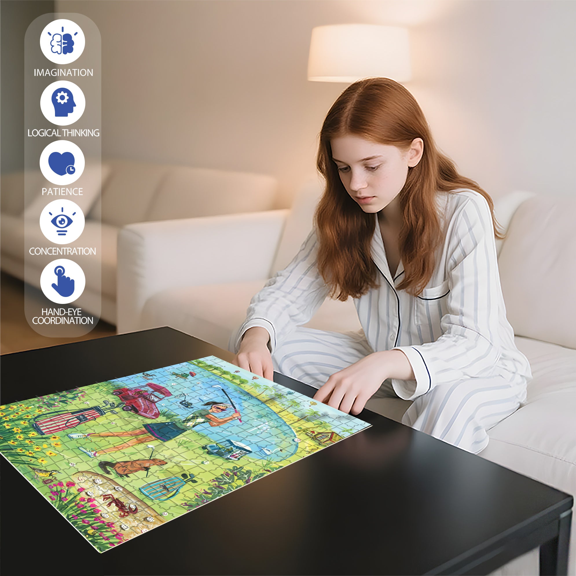 Golf 500pcs/1000pcs Jigsaw Puzzle, Scratch-Resistant, Interactive Family Game & Brain-Boosting DIY Decor, Perfect for Halloween, Christmas & New Year Gifts, Family Puzzle Game