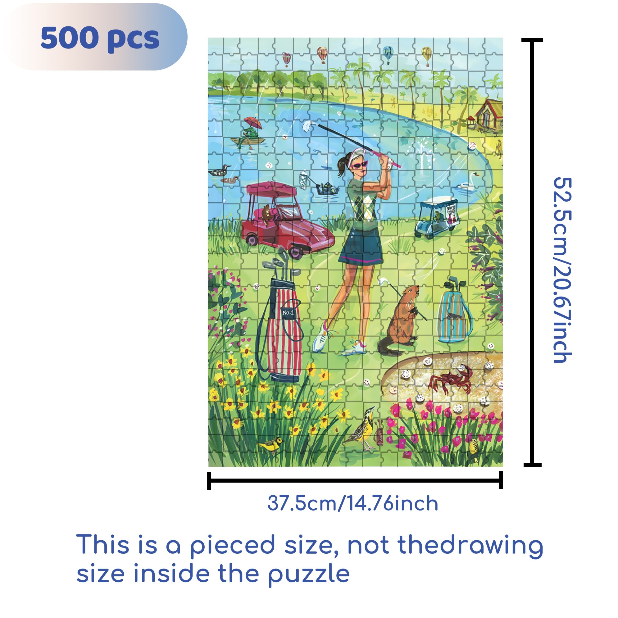 Golf 500pcs/1000pcs Jigsaw Puzzle, Scratch-Resistant, Interactive Family Game & Brain-Boosting DIY Decor, Perfect for Halloween, Christmas & New Year Gifts, Family Puzzle Game