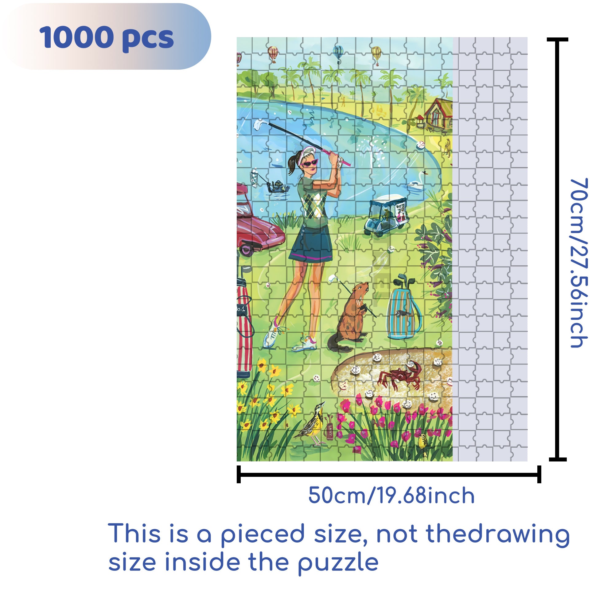 Golf 500pcs/1000pcs Jigsaw Puzzle, Scratch-Resistant, Interactive Family Game & Brain-Boosting DIY Decor, Perfect for Halloween, Christmas & New Year Gifts, Family Puzzle Game