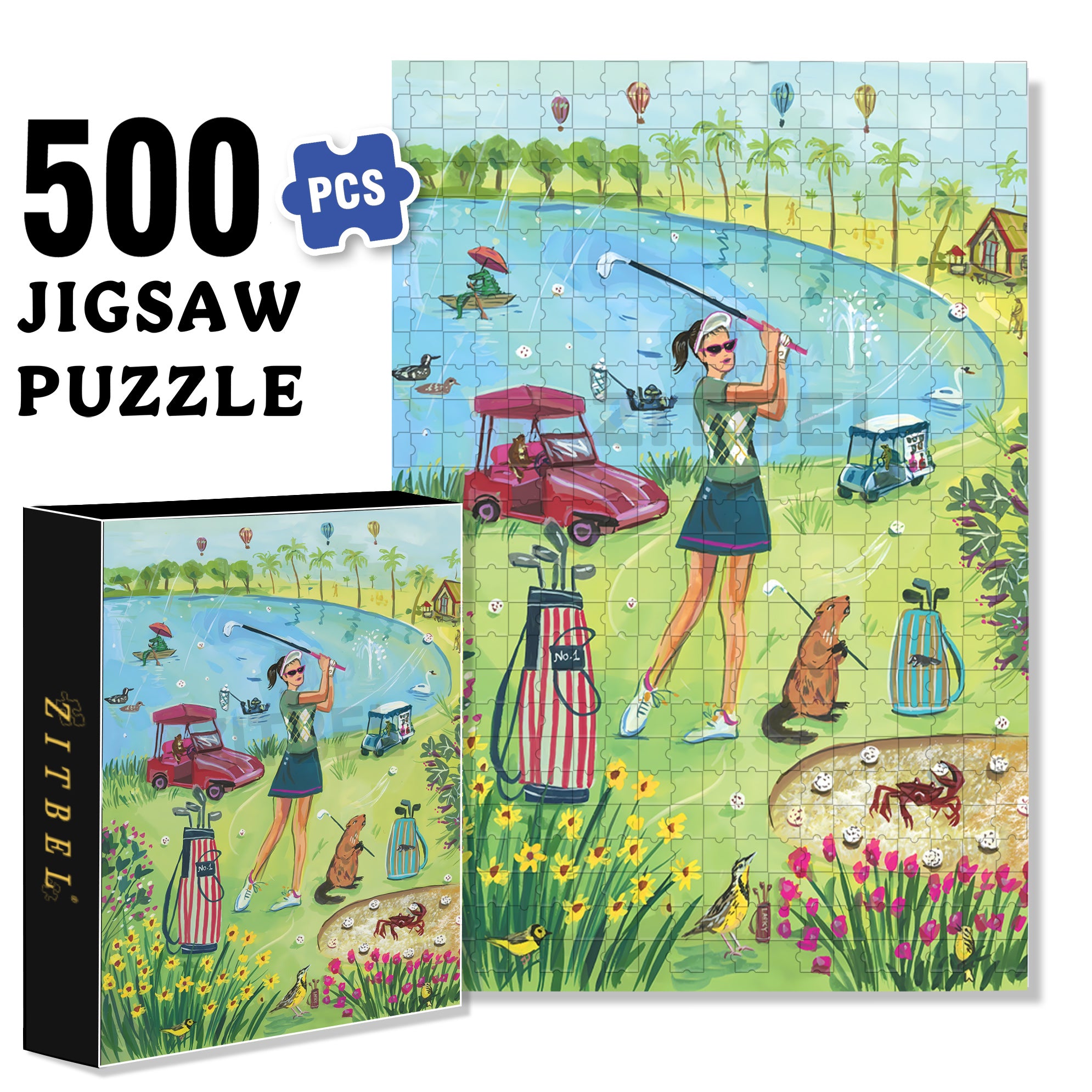 Golf 500pcs/1000pcs Jigsaw Puzzle, Scratch-Resistant, Interactive Family Game & Brain-Boosting DIY Decor, Perfect for Halloween, Christmas & New Year Gifts, Family Puzzle Game