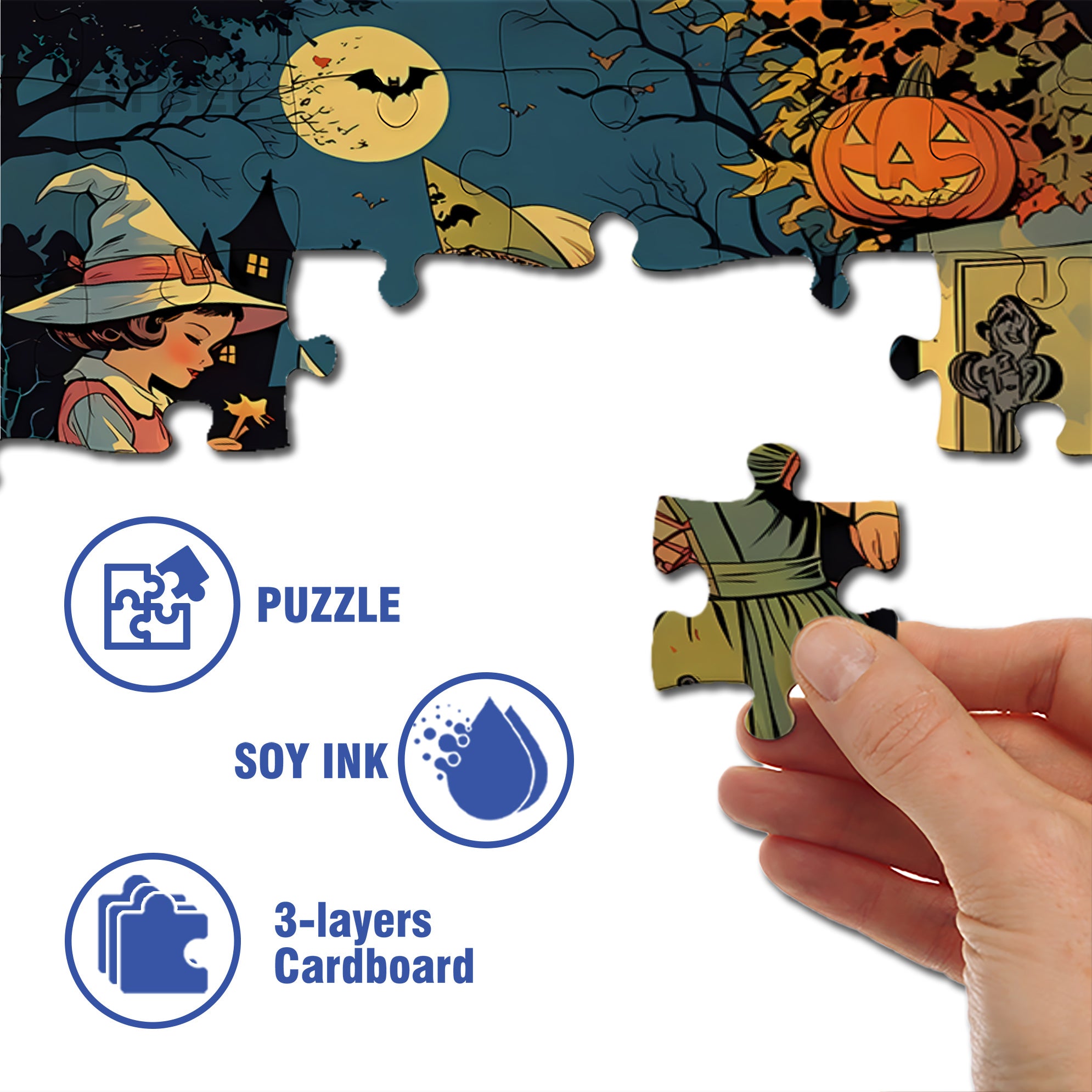 Hallowe'en 500pcs/1000pcs Jigsaw Puzzle, Scratch-Resistant, Interactive Family Game & Brain-Boosting DIY Decor, Perfect for Halloween, Christmas & New Year Gifts, Family Puzzle Game
