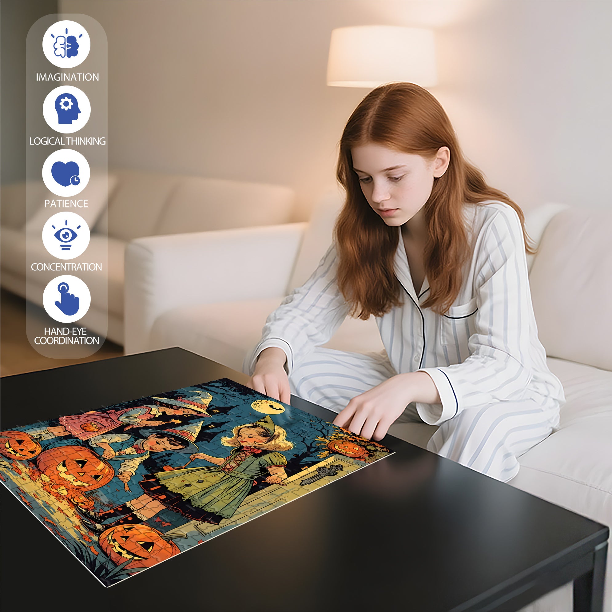 Hallowe'en 500pcs/1000pcs Jigsaw Puzzle, Scratch-Resistant, Interactive Family Game & Brain-Boosting DIY Decor, Perfect for Halloween, Christmas & New Year Gifts, Family Puzzle Game