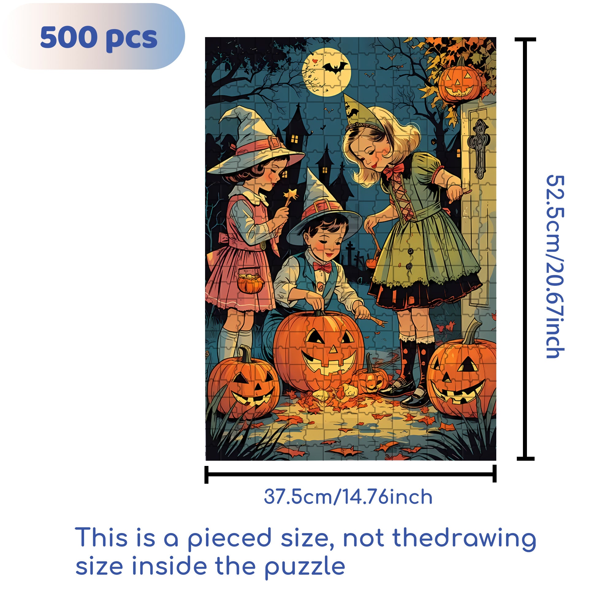 Hallowe'en 500pcs/1000pcs Jigsaw Puzzle, Scratch-Resistant, Interactive Family Game & Brain-Boosting DIY Decor, Perfect for Halloween, Christmas & New Year Gifts, Family Puzzle Game
