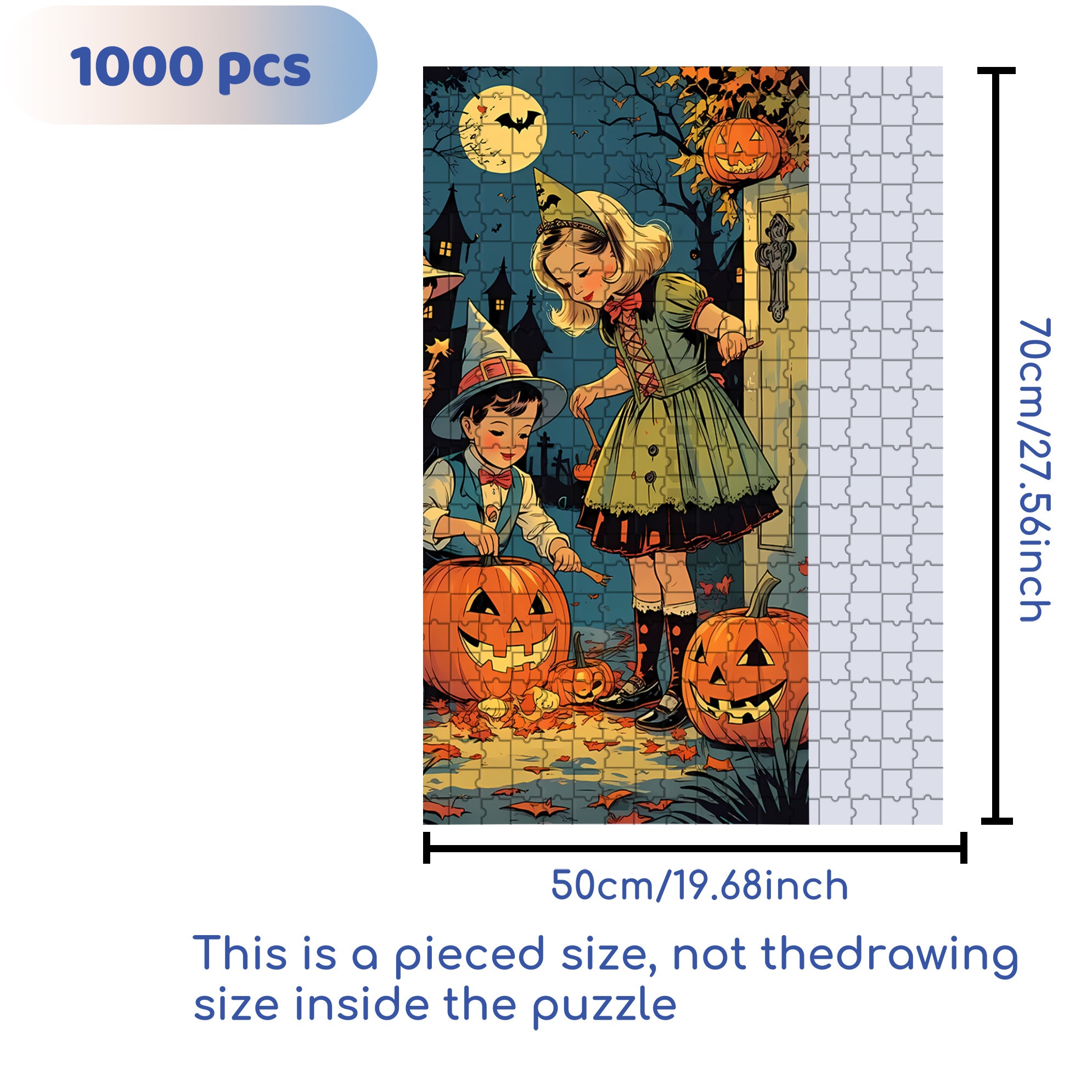 Hallowe'en 500pcs/1000pcs Jigsaw Puzzle, Scratch-Resistant, Interactive Family Game & Brain-Boosting DIY Decor, Perfect for Halloween, Christmas & New Year Gifts, Family Puzzle Game