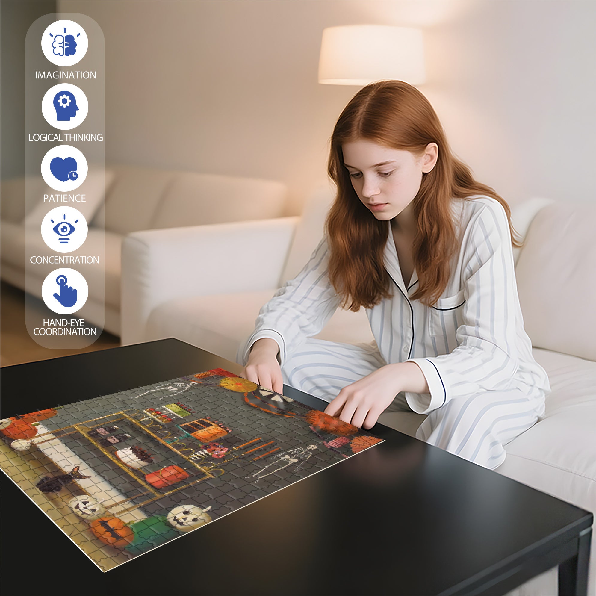 Halloween Kids 500pcs/1000pcs Jigsaw Puzzle, Scratch-Resistant, Interactive Family Game & Brain-Boosting DIY Decor, Perfect for Halloween, Christmas & New Year Gifts, Family Puzzle Game