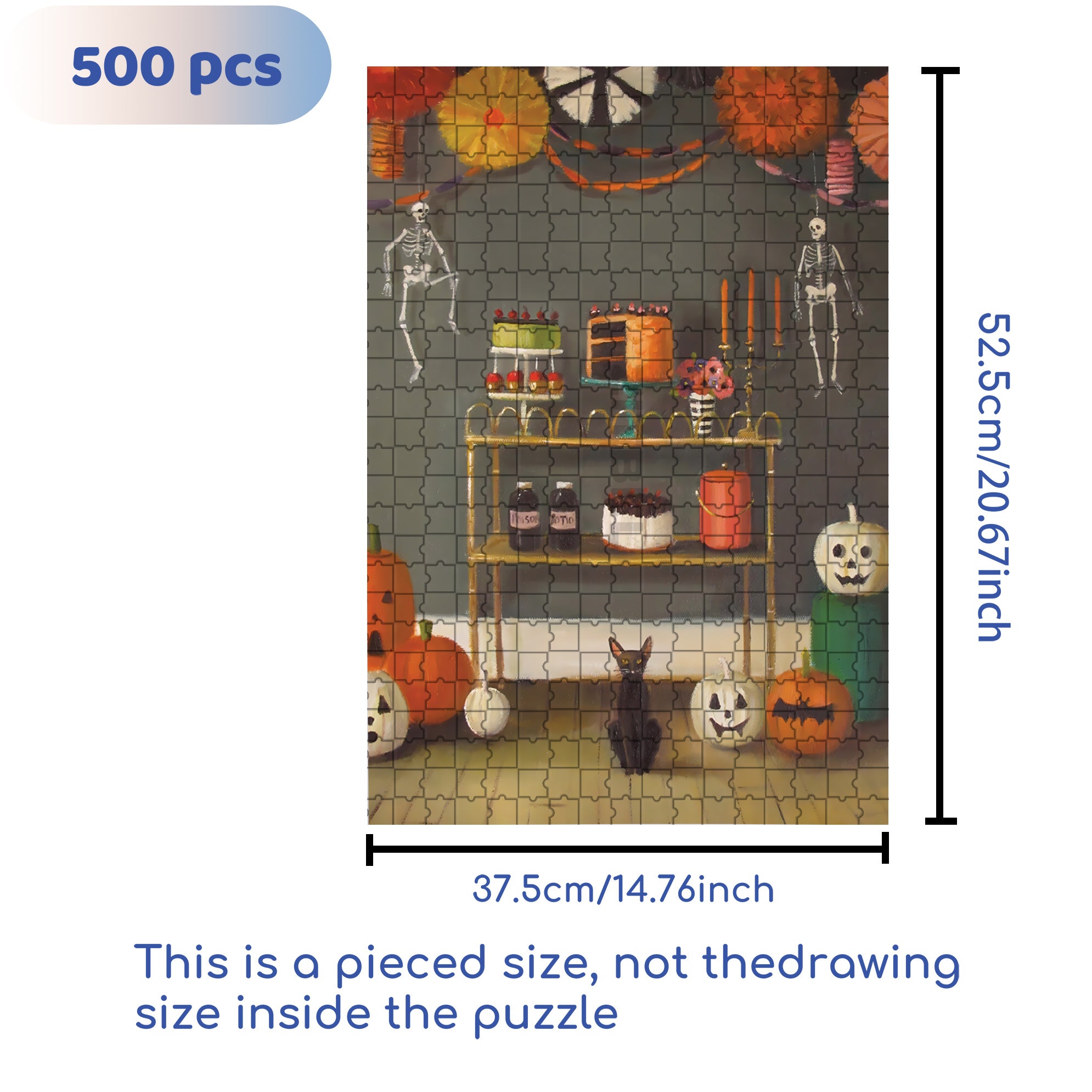 Halloween Kids 500pcs/1000pcs Jigsaw Puzzle, Scratch-Resistant, Interactive Family Game & Brain-Boosting DIY Decor, Perfect for Halloween, Christmas & New Year Gifts, Family Puzzle Game