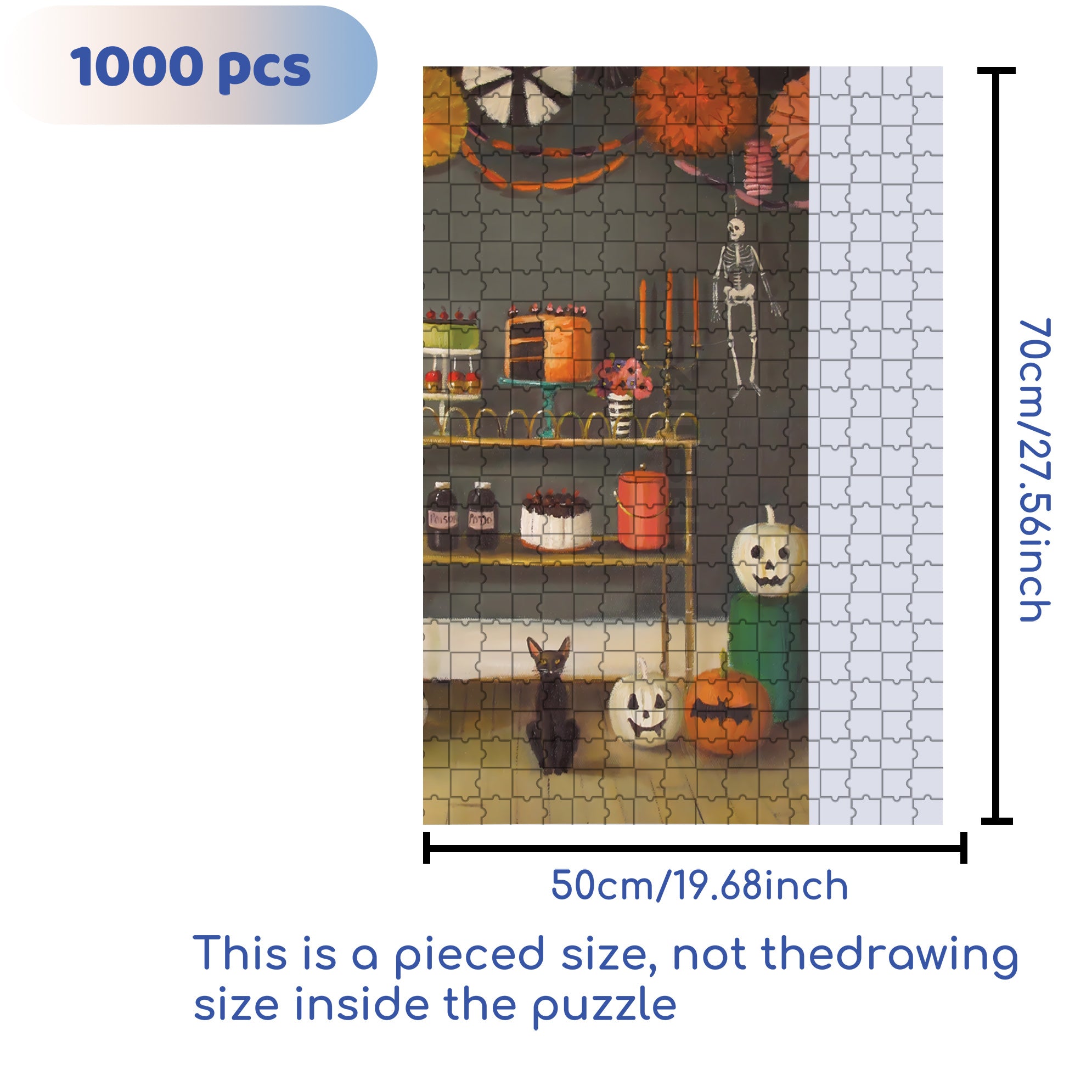 Halloween Kids 500pcs/1000pcs Jigsaw Puzzle, Scratch-Resistant, Interactive Family Game & Brain-Boosting DIY Decor, Perfect for Halloween, Christmas & New Year Gifts, Family Puzzle Game