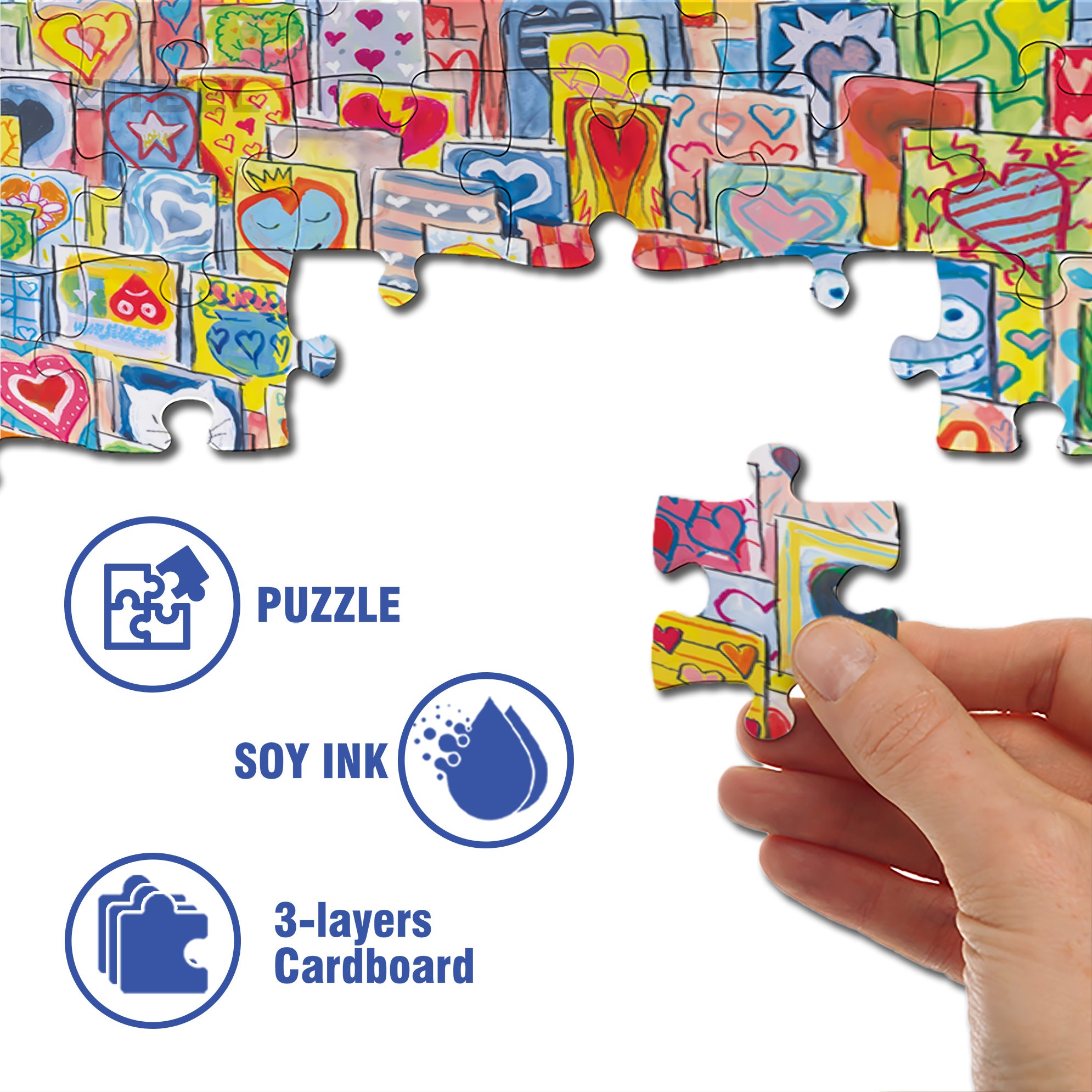 Heart 500pcs/1000pcs Jigsaw Puzzle, Scratch-Resistant, Interactive Family Game & Brain-Boosting DIY Decor, Perfect for Halloween, Christmas & New Year Gifts, Family Puzzle Game