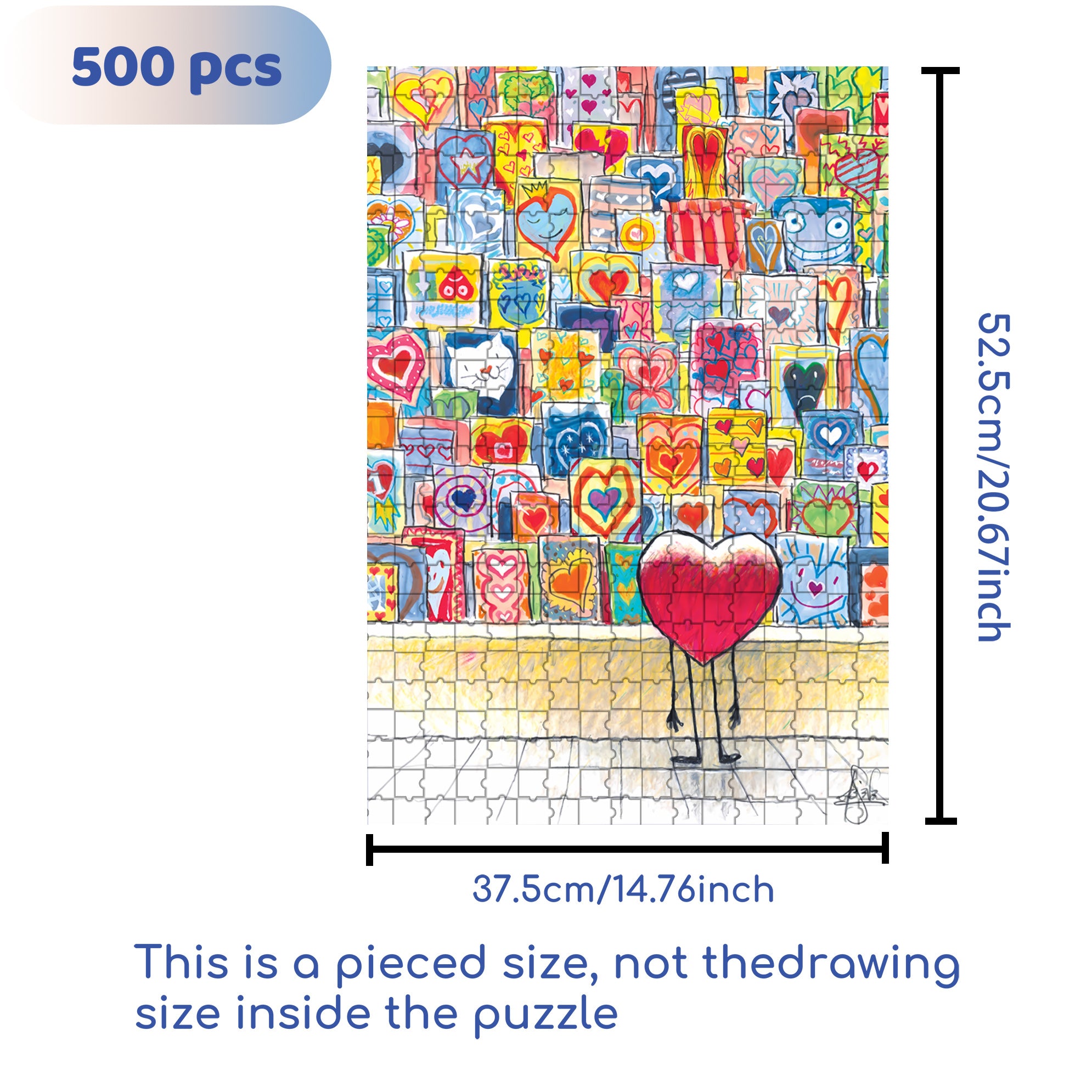 Heart 500pcs/1000pcs Jigsaw Puzzle, Scratch-Resistant, Interactive Family Game & Brain-Boosting DIY Decor, Perfect for Halloween, Christmas & New Year Gifts, Family Puzzle Game