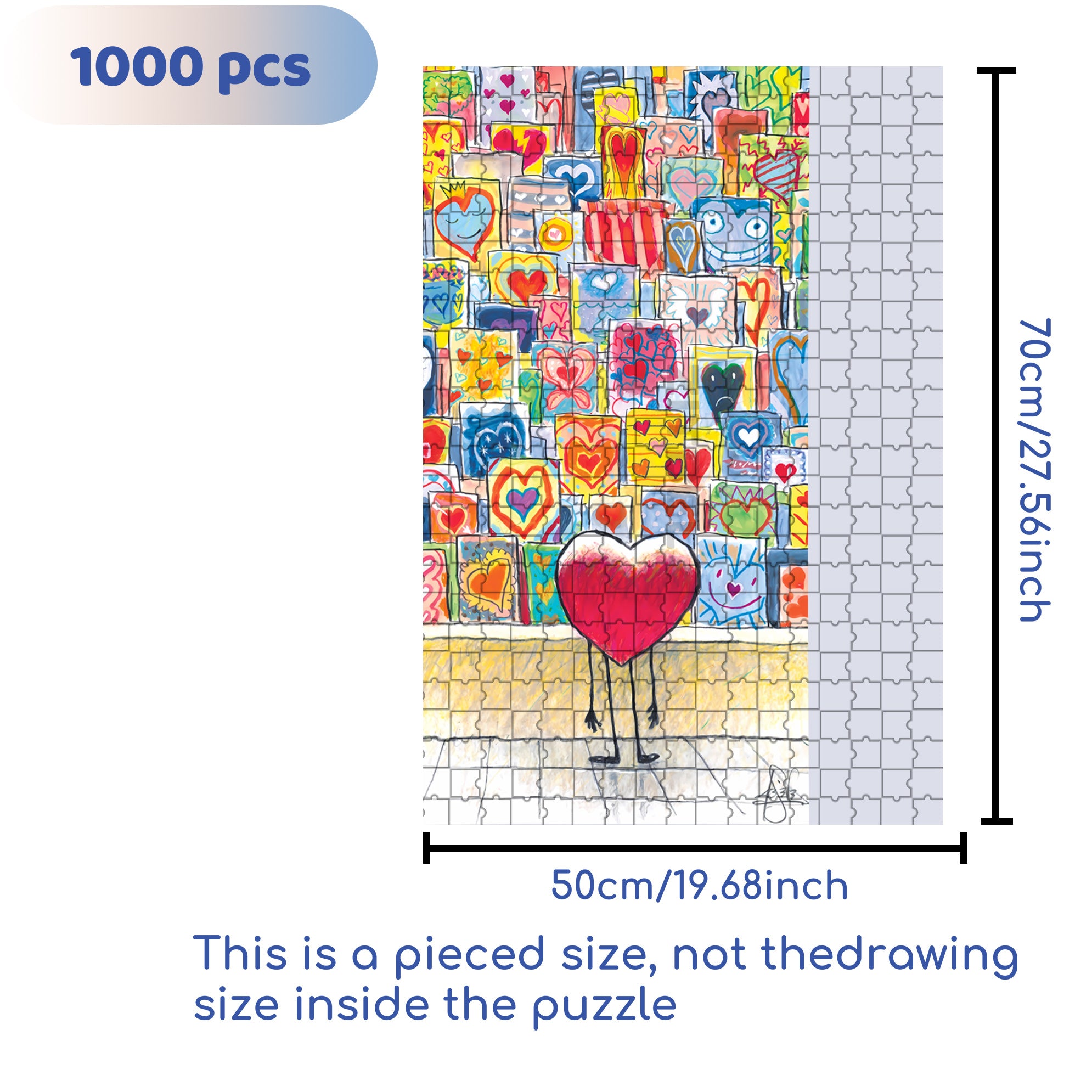 Heart 500pcs/1000pcs Jigsaw Puzzle, Scratch-Resistant, Interactive Family Game & Brain-Boosting DIY Decor, Perfect for Halloween, Christmas & New Year Gifts, Family Puzzle Game