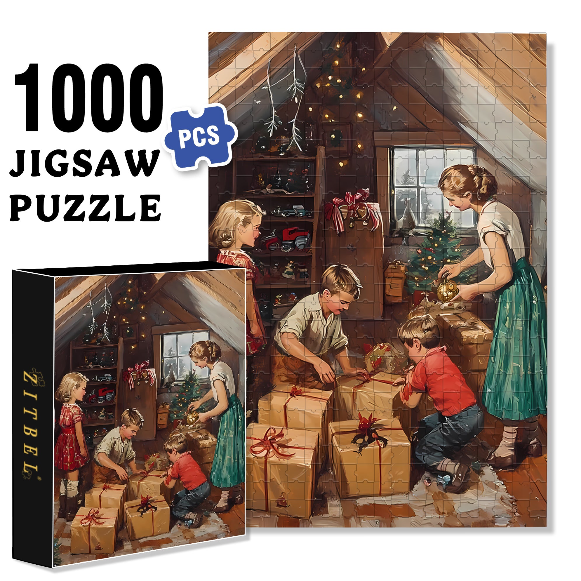 In The Attic 500pcs/1000pcs Jigsaw Puzzle, Scratch-Resistant, Interactive Family Game & Brain-Boosting DIY Decor, Perfect for Halloween, Christmas & New Year Gifts, Family Puzzle Game