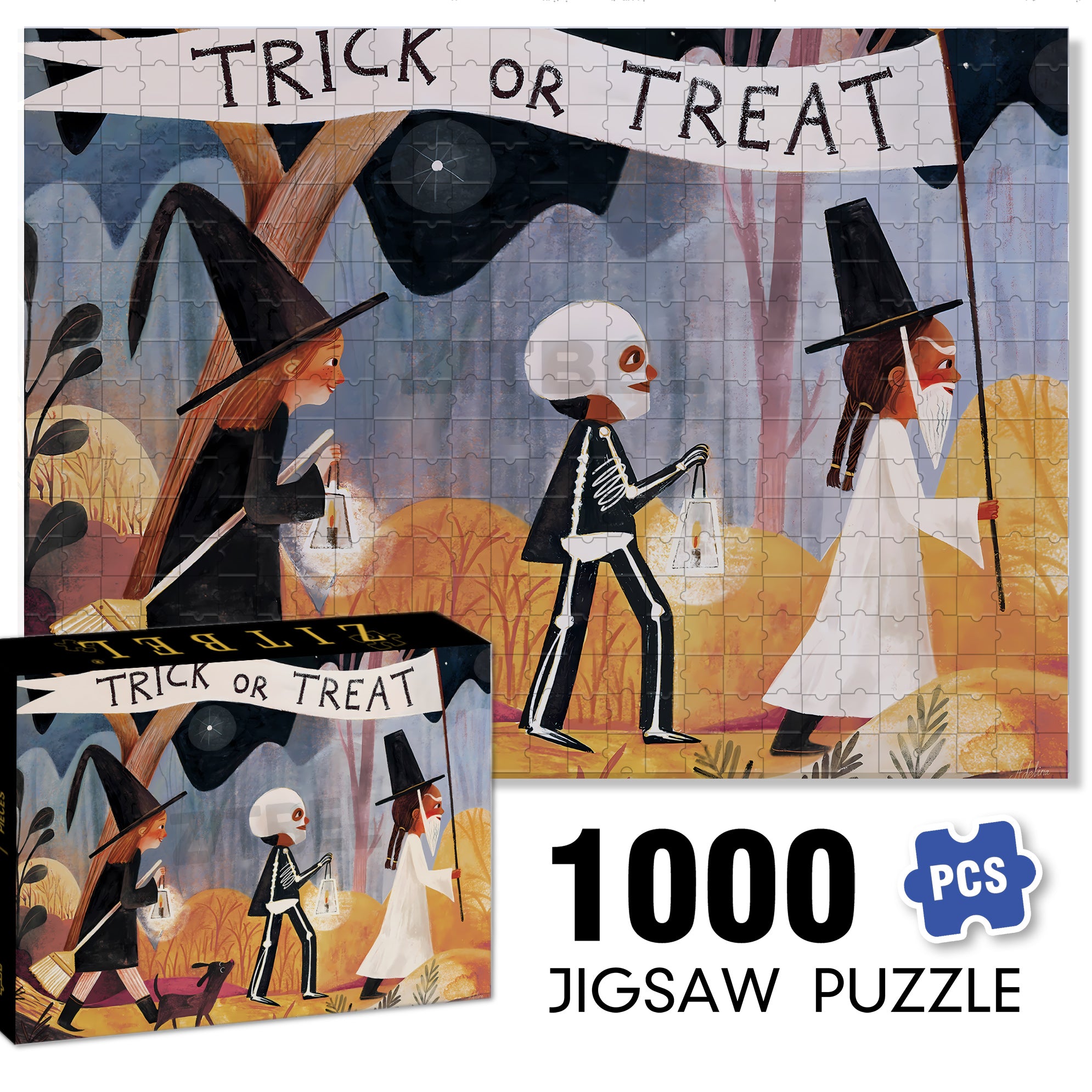 Kids 500pcs/1000pcs Jigsaw Puzzle, Scratch-Resistant, Interactive Family Game & Brain-Boosting DIY Decor, Perfect for Halloween, Christmas & New Year Gifts, Family Puzzle Game