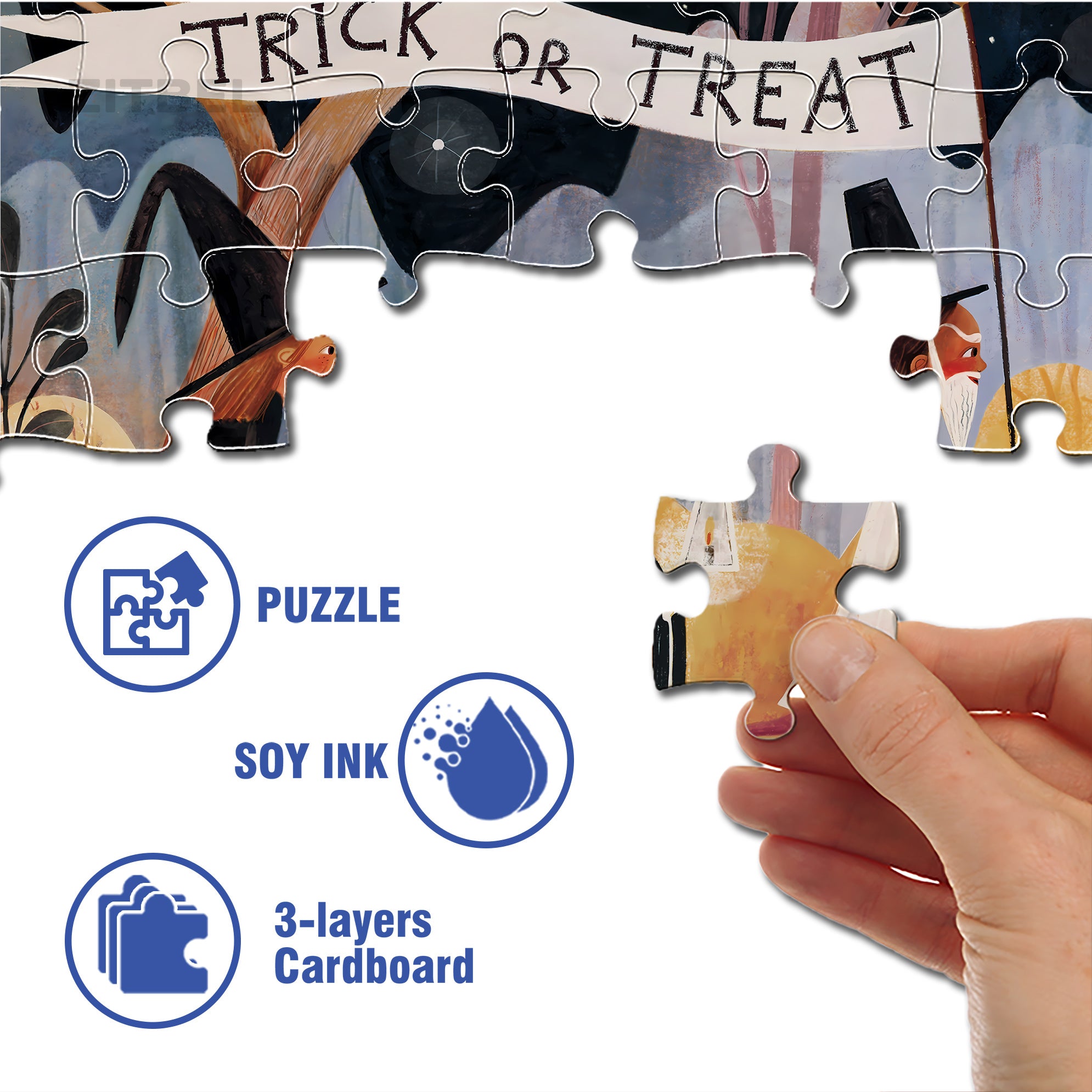 Kids 500pcs/1000pcs Jigsaw Puzzle, Scratch-Resistant, Interactive Family Game & Brain-Boosting DIY Decor, Perfect for Halloween, Christmas & New Year Gifts, Family Puzzle Game