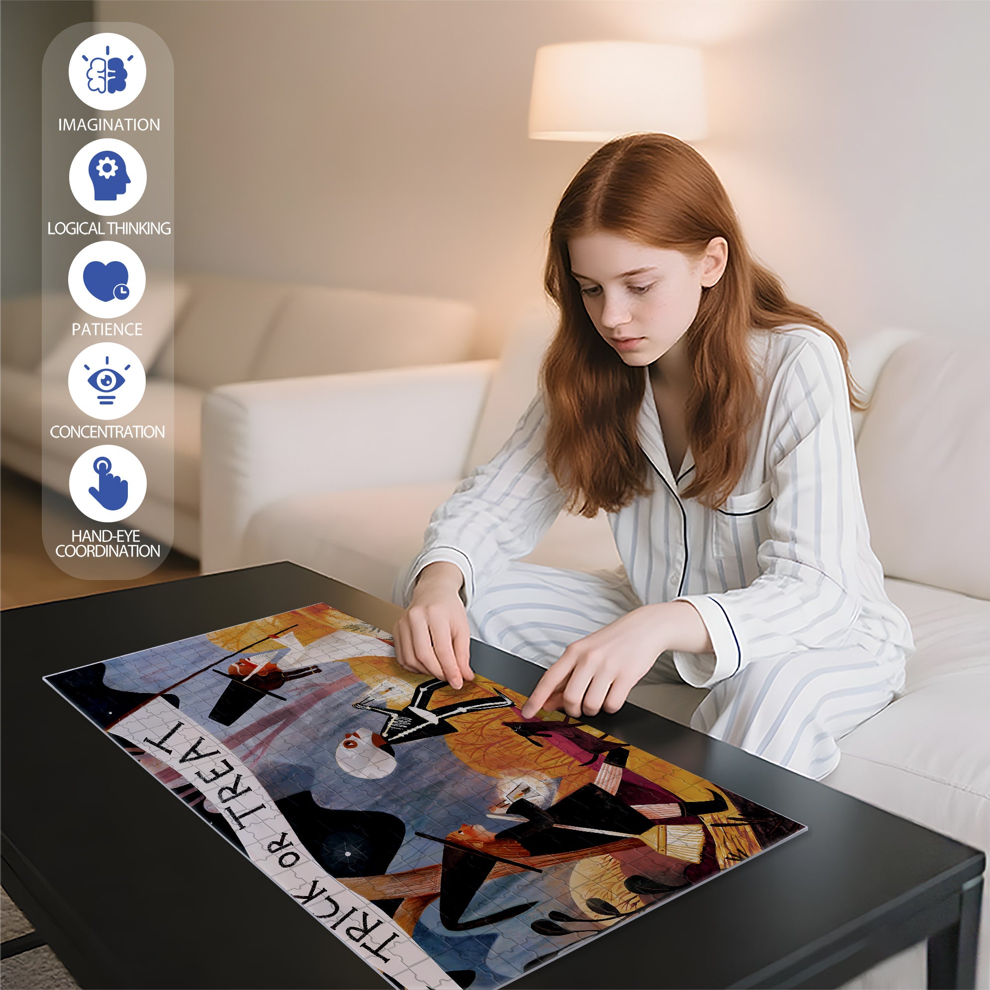 Kids 500pcs/1000pcs Jigsaw Puzzle, Scratch-Resistant, Interactive Family Game & Brain-Boosting DIY Decor, Perfect for Halloween, Christmas & New Year Gifts, Family Puzzle Game
