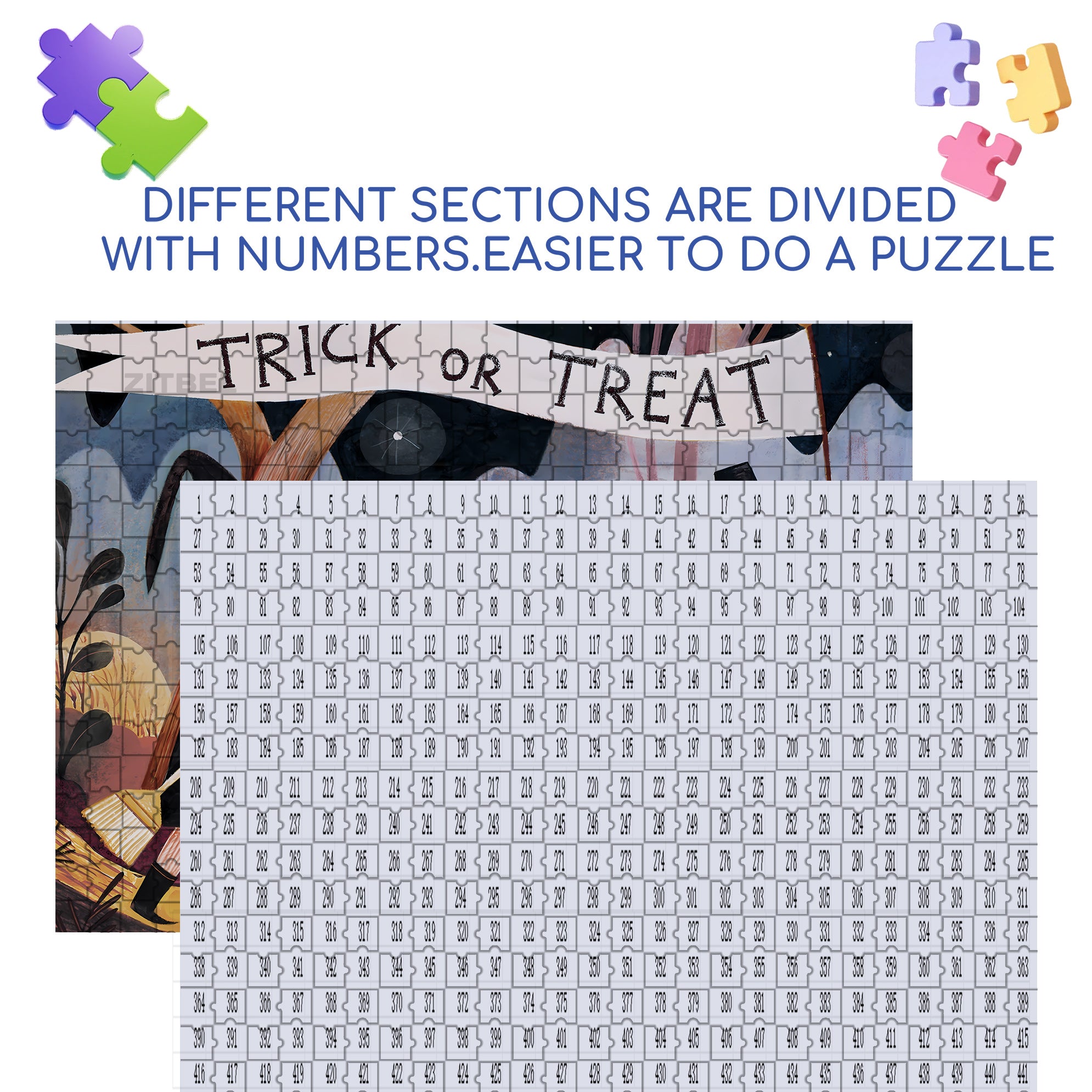 Kids 500pcs/1000pcs Jigsaw Puzzle, Scratch-Resistant, Interactive Family Game & Brain-Boosting DIY Decor, Perfect for Halloween, Christmas & New Year Gifts, Family Puzzle Game