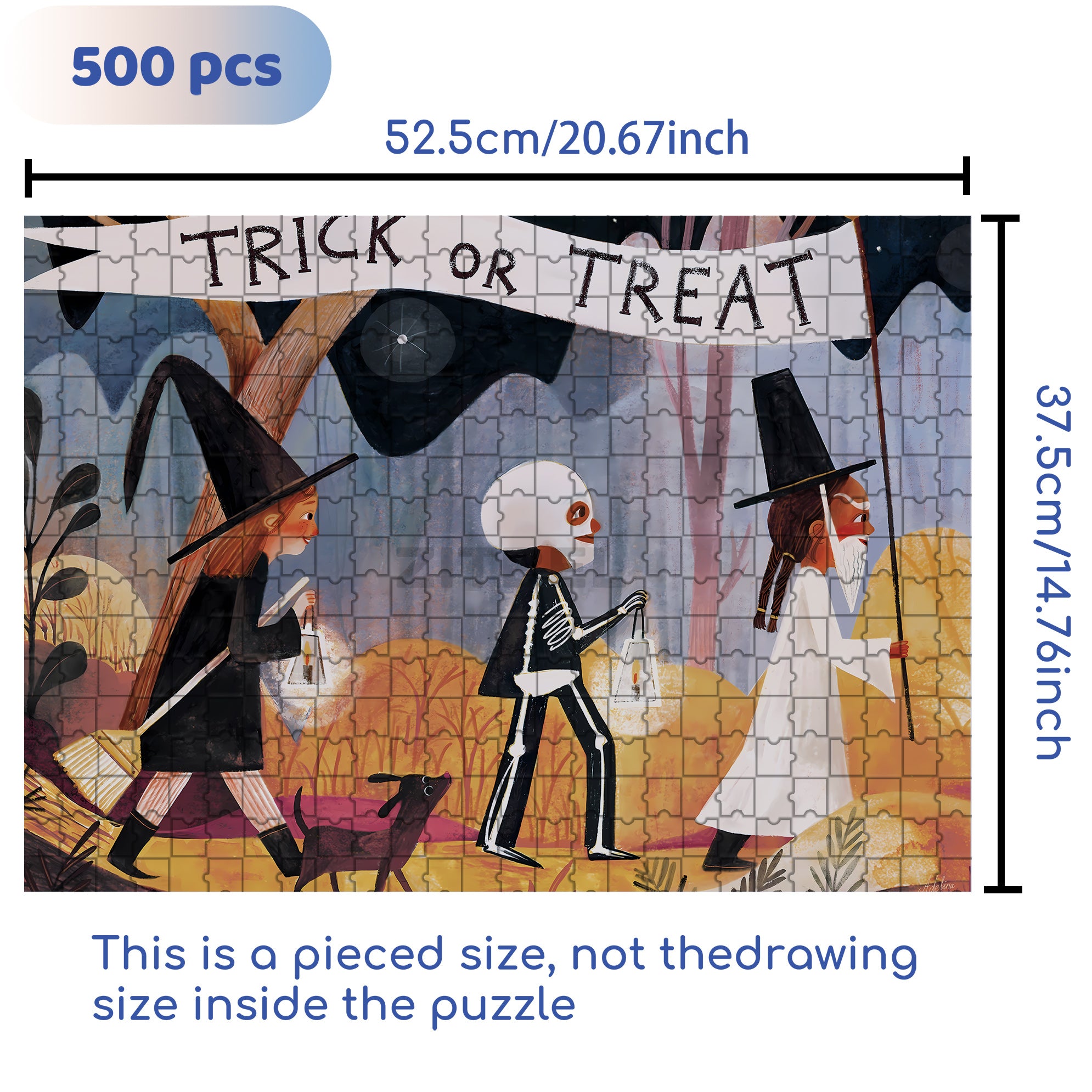 Kids 500pcs/1000pcs Jigsaw Puzzle, Scratch-Resistant, Interactive Family Game & Brain-Boosting DIY Decor, Perfect for Halloween, Christmas & New Year Gifts, Family Puzzle Game