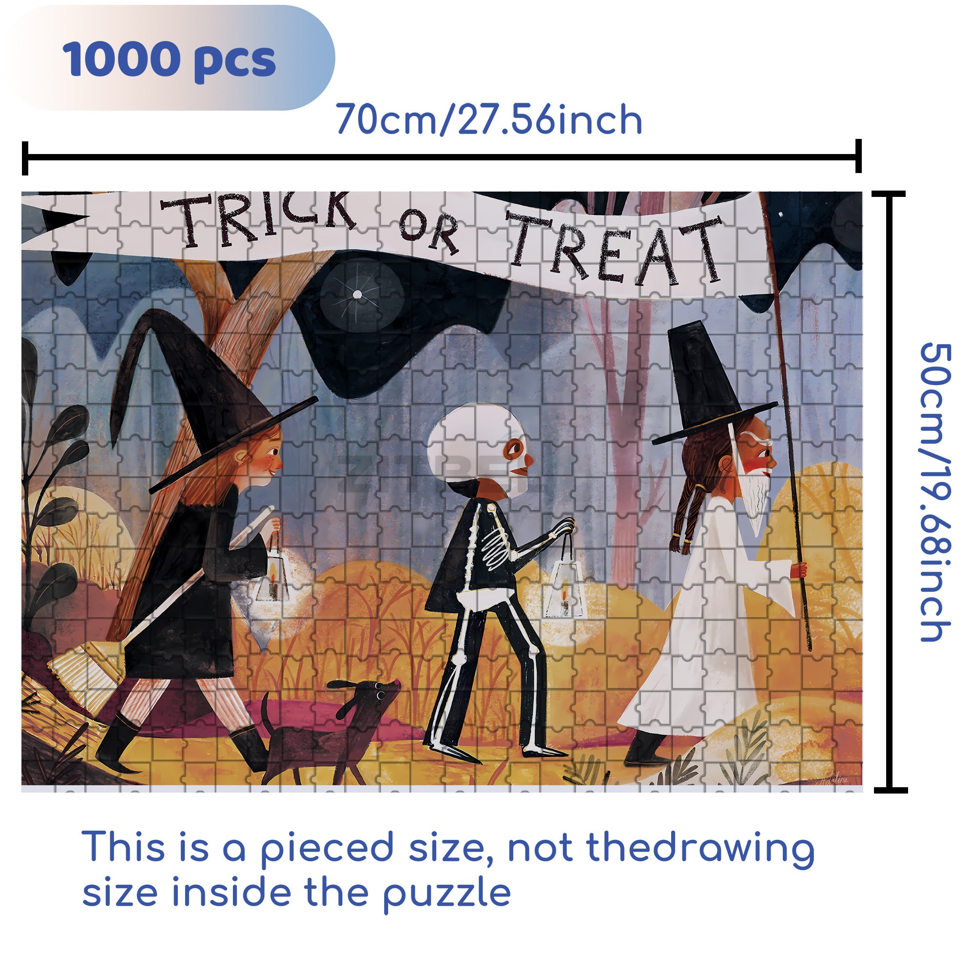 Kids 500pcs/1000pcs Jigsaw Puzzle, Scratch-Resistant, Interactive Family Game & Brain-Boosting DIY Decor, Perfect for Halloween, Christmas & New Year Gifts, Family Puzzle Game