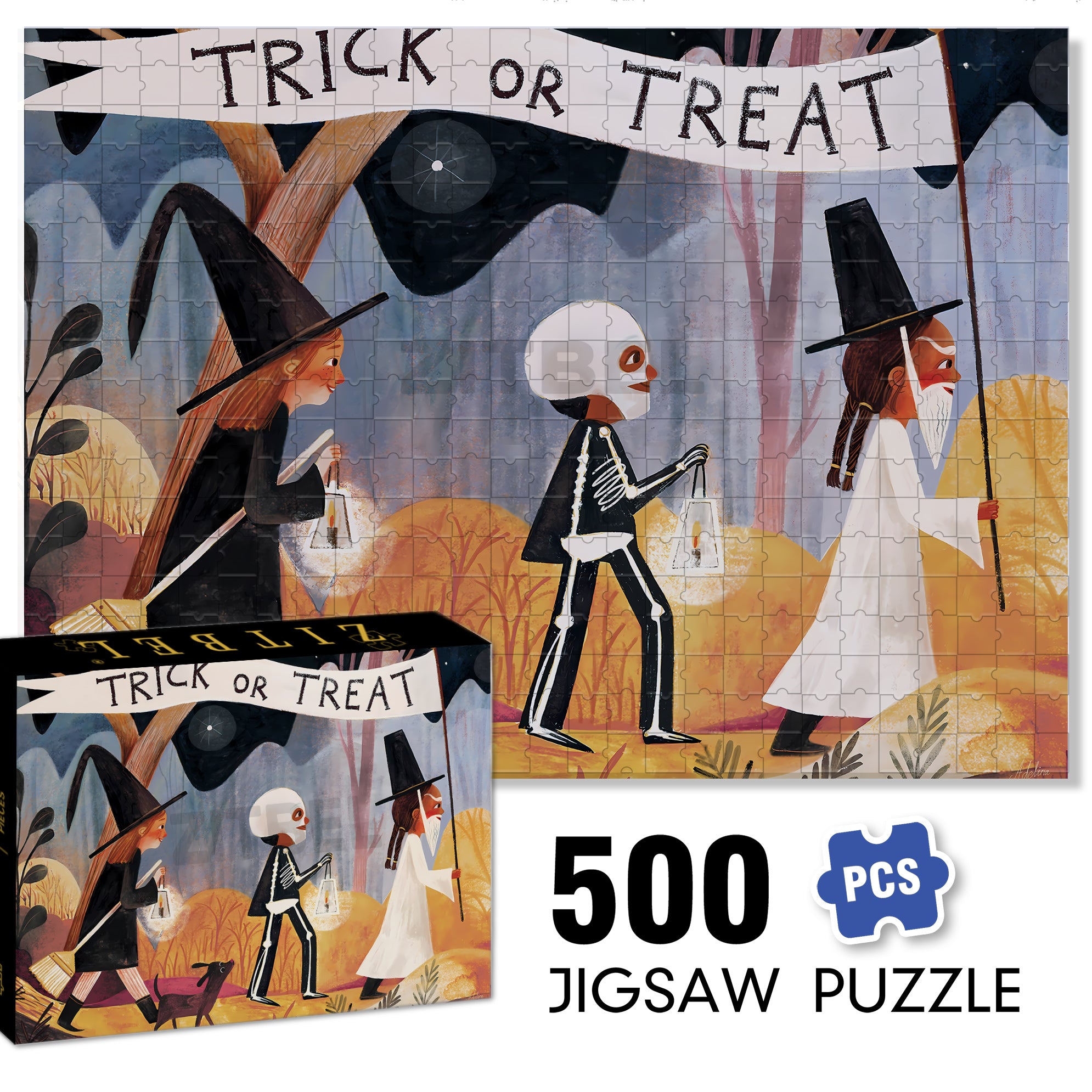 Kids 500pcs/1000pcs Jigsaw Puzzle, Scratch-Resistant, Interactive Family Game & Brain-Boosting DIY Decor, Perfect for Halloween, Christmas & New Year Gifts, Family Puzzle Game