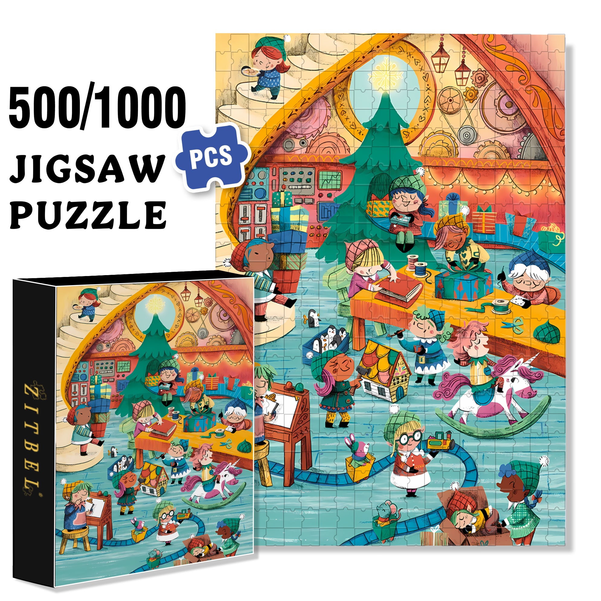 Kindergarten 500pcs/1000pcs Jigsaw Puzzle, Scratch-Resistant, Interactive Family Game & Brain-Boosting DIY Decor, Perfect for Halloween, Christmas & New Year Gifts, Family Puzzle Game