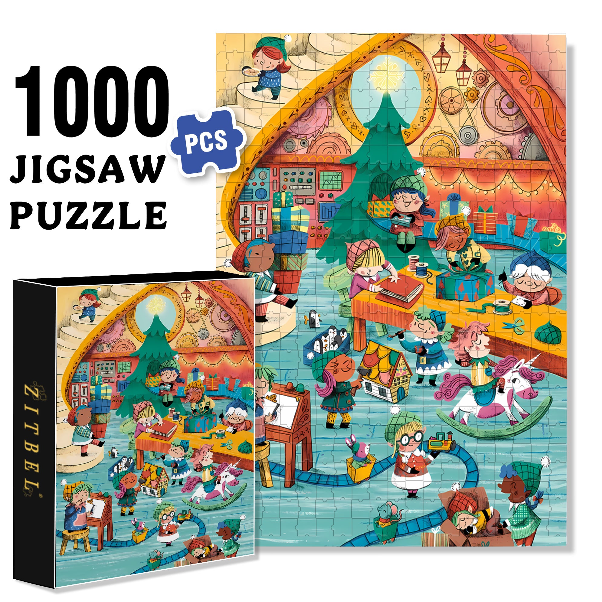 Kindergarten 500pcs/1000pcs Jigsaw Puzzle, Scratch-Resistant, Interactive Family Game & Brain-Boosting DIY Decor, Perfect for Halloween, Christmas & New Year Gifts, Family Puzzle Game
