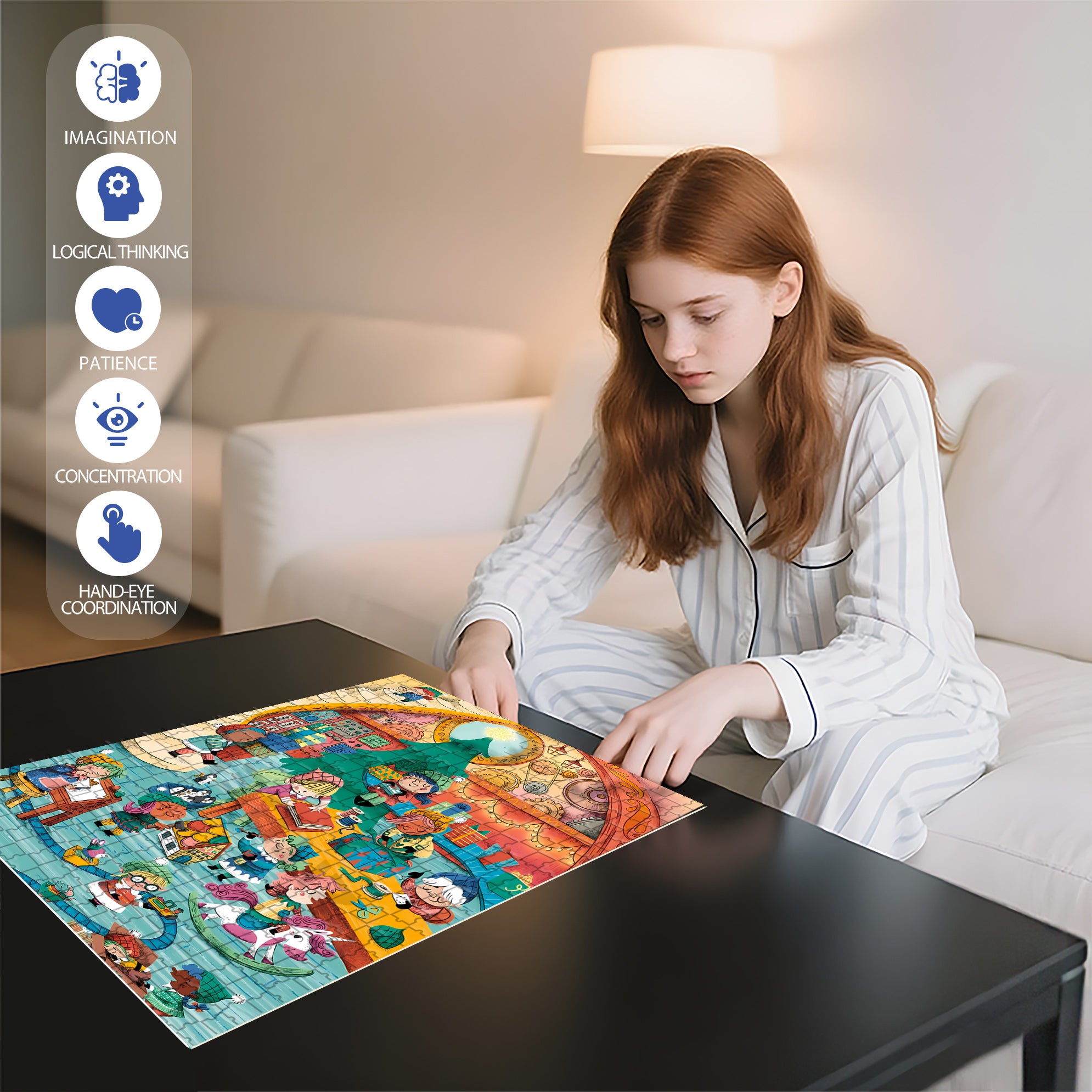 Kindergarten 500pcs/1000pcs Jigsaw Puzzle, Scratch-Resistant, Interactive Family Game & Brain-Boosting DIY Decor, Perfect for Halloween, Christmas & New Year Gifts, Family Puzzle Game