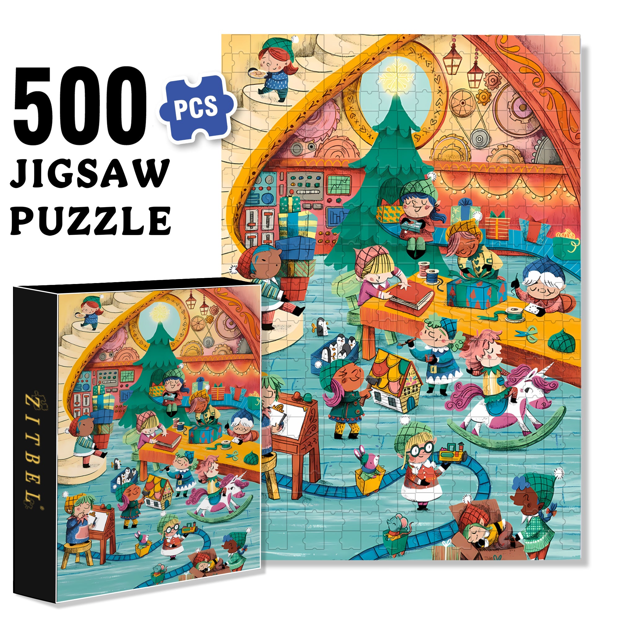 Kindergarten 500pcs/1000pcs Jigsaw Puzzle, Scratch-Resistant, Interactive Family Game & Brain-Boosting DIY Decor, Perfect for Halloween, Christmas & New Year Gifts, Family Puzzle Game