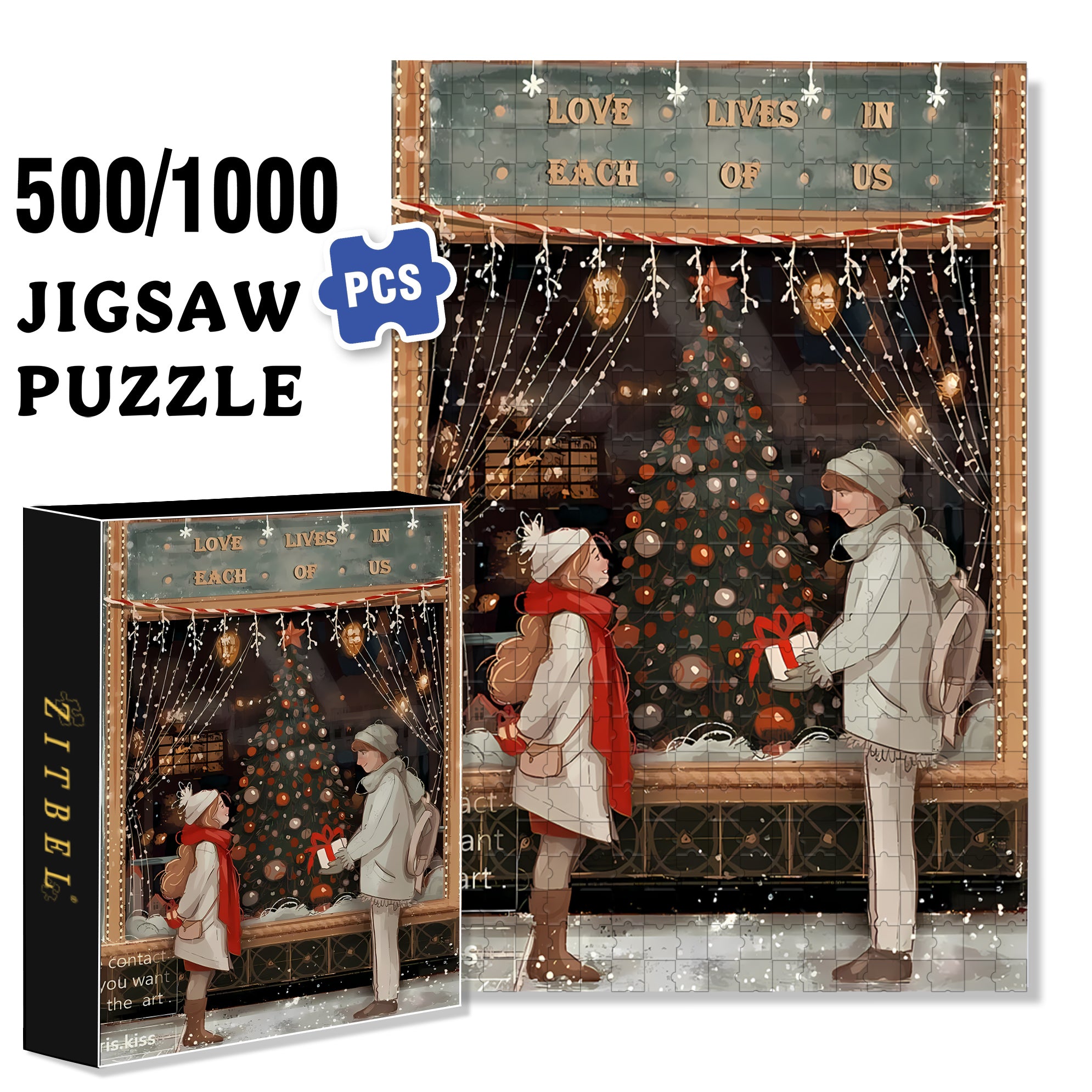 Kiss 500pcs/1000pcs Jigsaw Puzzle, Scratch-Resistant, Interactive Family Game & Brain-Boosting DIY Decor, Perfect for Halloween, Christmas & New Year Gifts, Family Puzzle Game