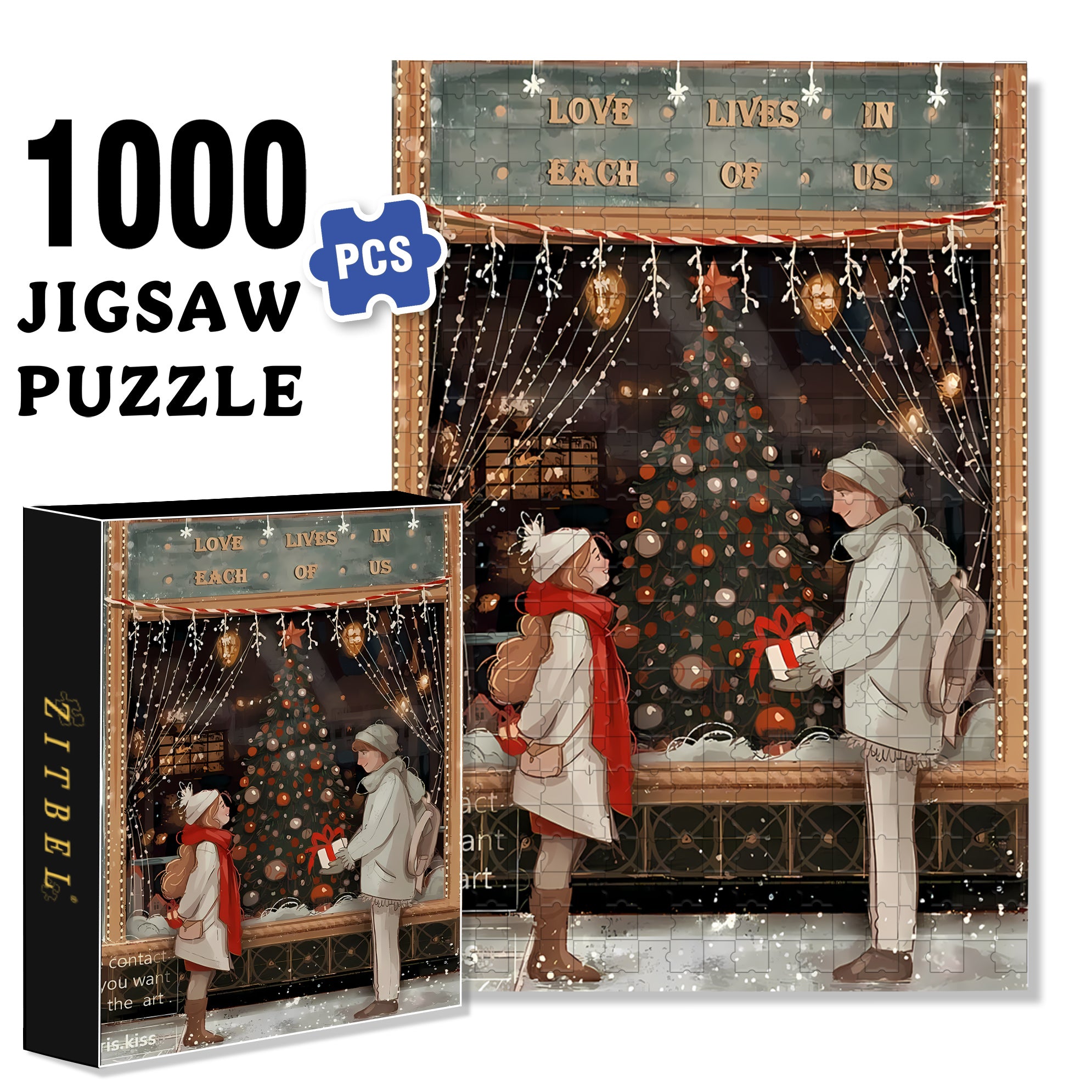 Kiss 500pcs/1000pcs Jigsaw Puzzle, Scratch-Resistant, Interactive Family Game & Brain-Boosting DIY Decor, Perfect for Halloween, Christmas & New Year Gifts, Family Puzzle Game