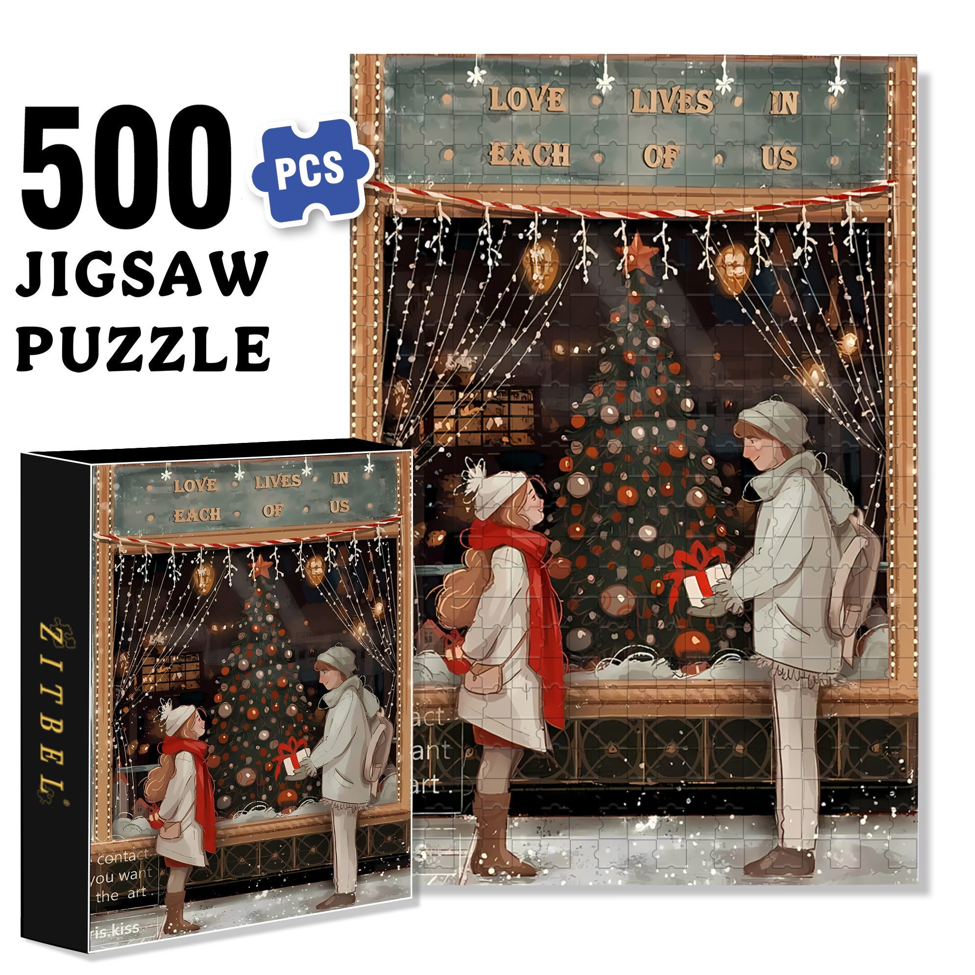 Kiss 500pcs/1000pcs Jigsaw Puzzle, Scratch-Resistant, Interactive Family Game & Brain-Boosting DIY Decor, Perfect for Halloween, Christmas & New Year Gifts, Family Puzzle Game