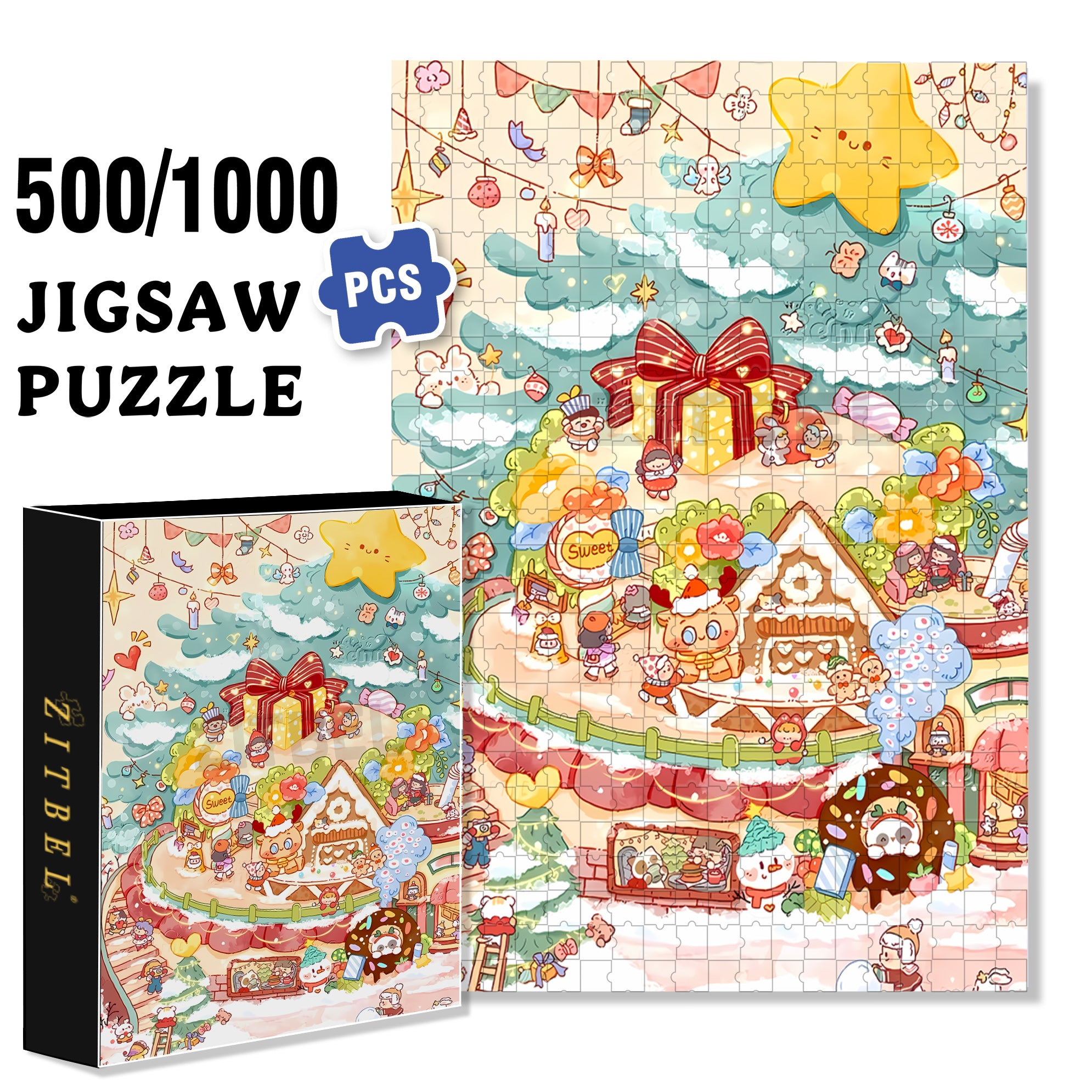 My World 500pcs/1000pcs Jigsaw Puzzle, Scratch-Resistant, Interactive Family Game & Brain-Boosting DIY Decor, Perfect for Halloween, Christmas & New Year Gifts, Family Puzzle Game