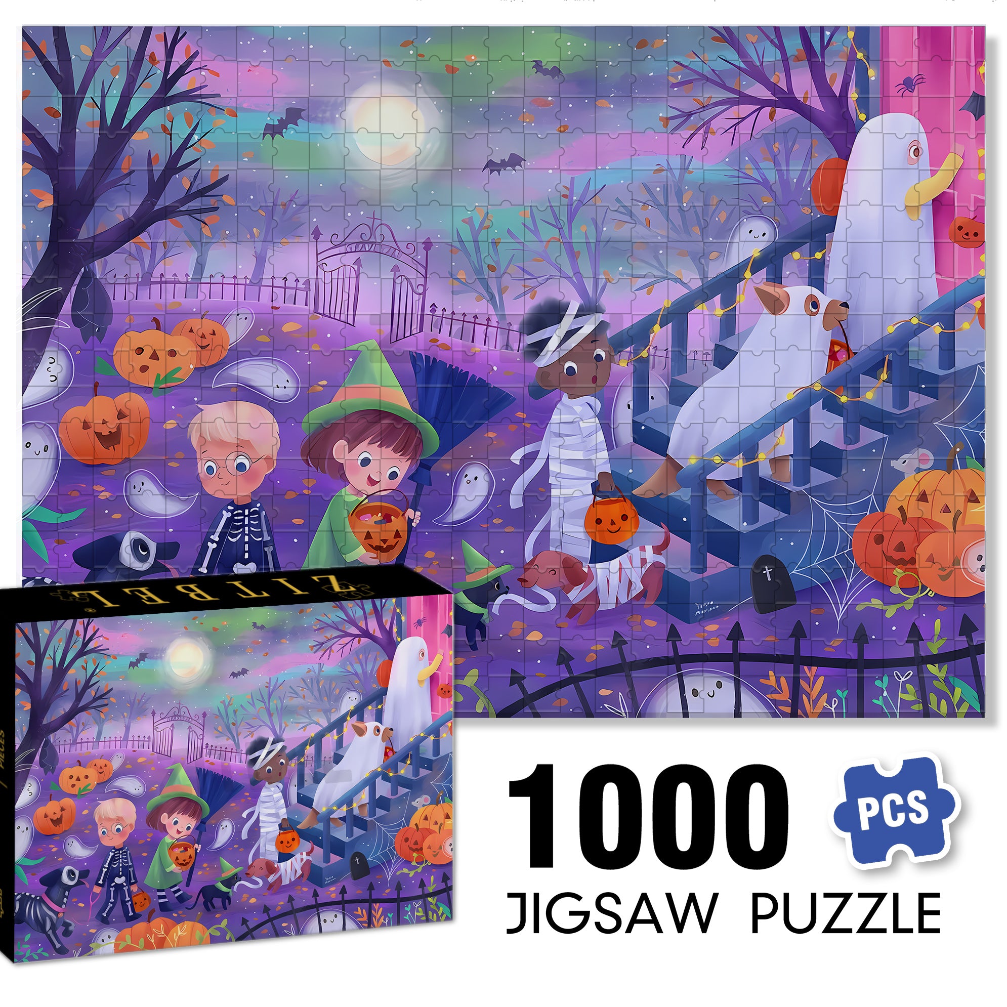 Our Halloween 500pcs/1000pcs Jigsaw Puzzle, Scratch-Resistant, Interactive Family Game & Brain-Boosting DIY Decor, Perfect for Halloween, Christmas & New Year Gifts, Family Puzzle Game