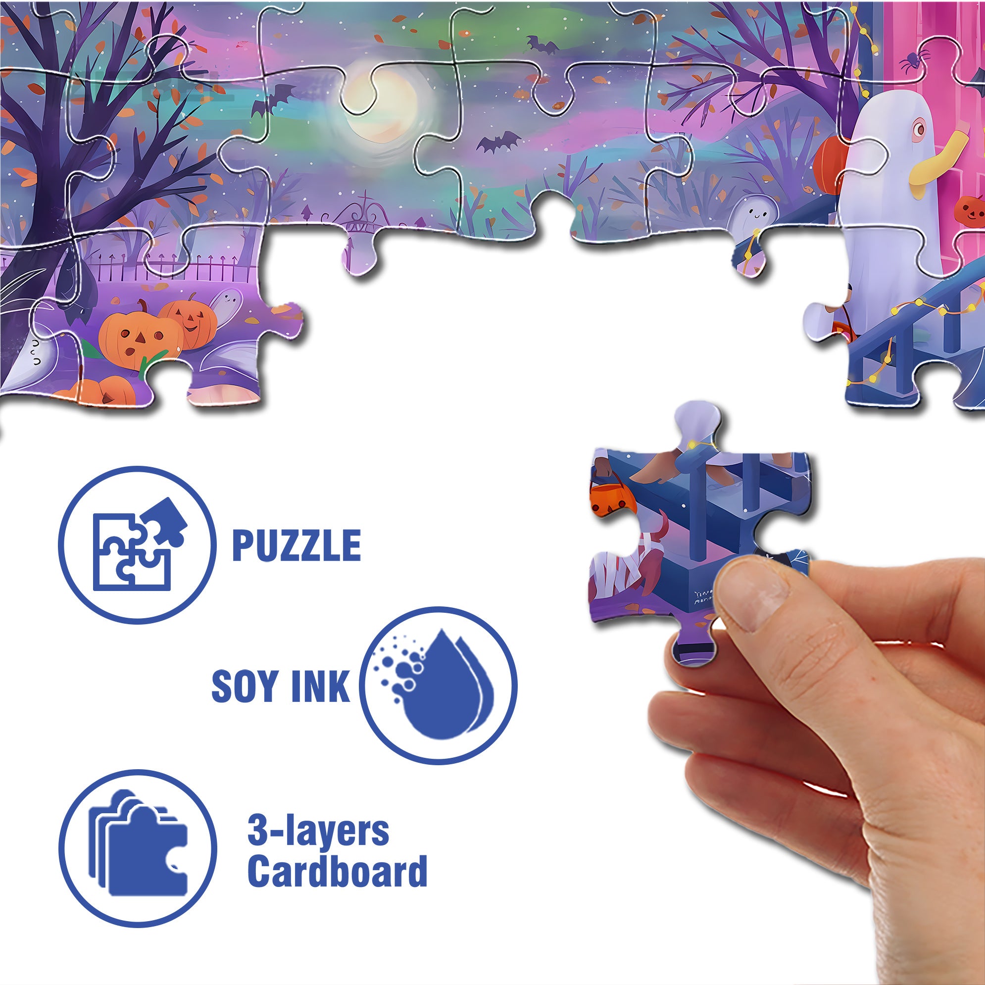 Our Halloween 500pcs/1000pcs Jigsaw Puzzle, Scratch-Resistant, Interactive Family Game & Brain-Boosting DIY Decor, Perfect for Halloween, Christmas & New Year Gifts, Family Puzzle Game