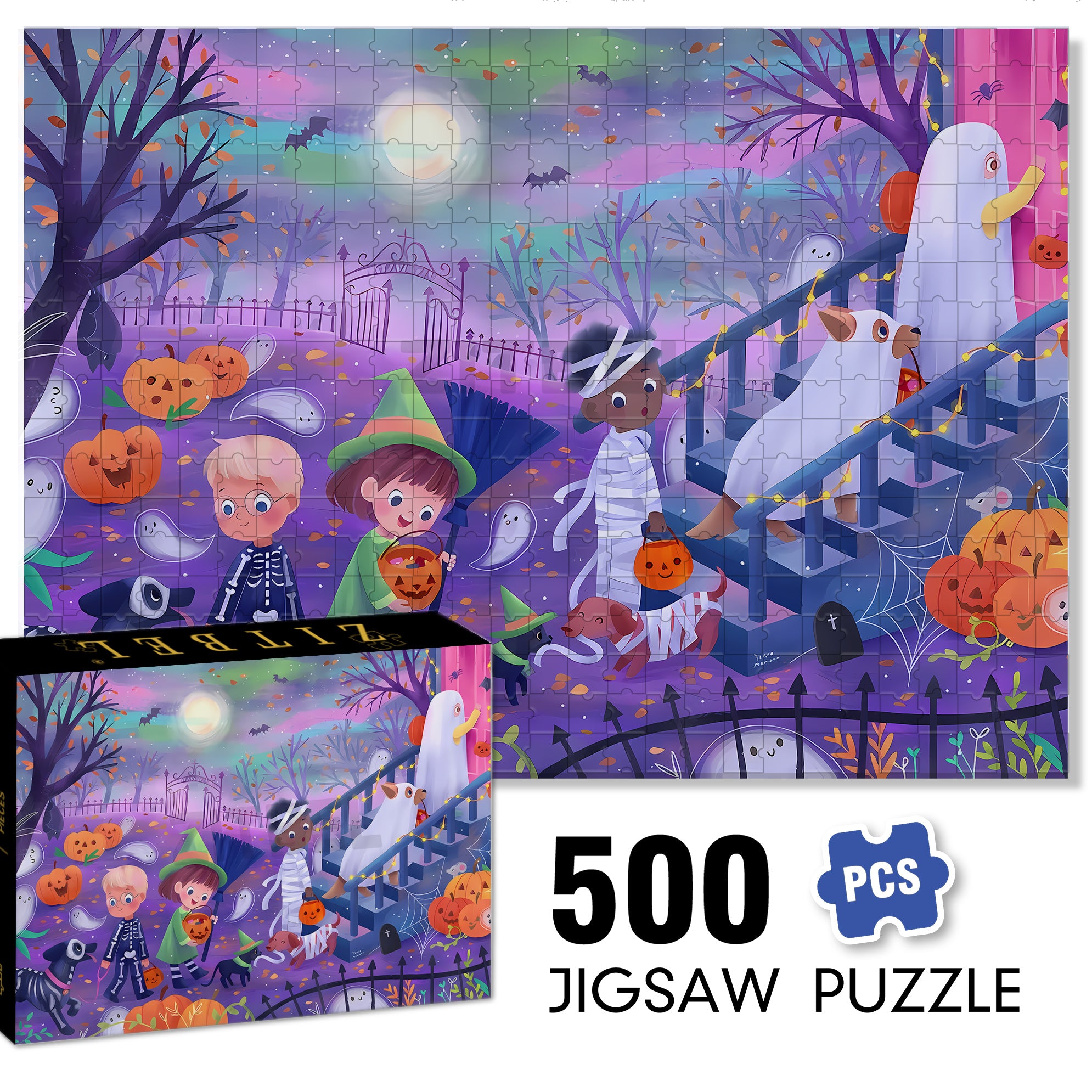 Our Halloween 500pcs/1000pcs Jigsaw Puzzle, Scratch-Resistant, Interactive Family Game & Brain-Boosting DIY Decor, Perfect for Halloween, Christmas & New Year Gifts, Family Puzzle Game