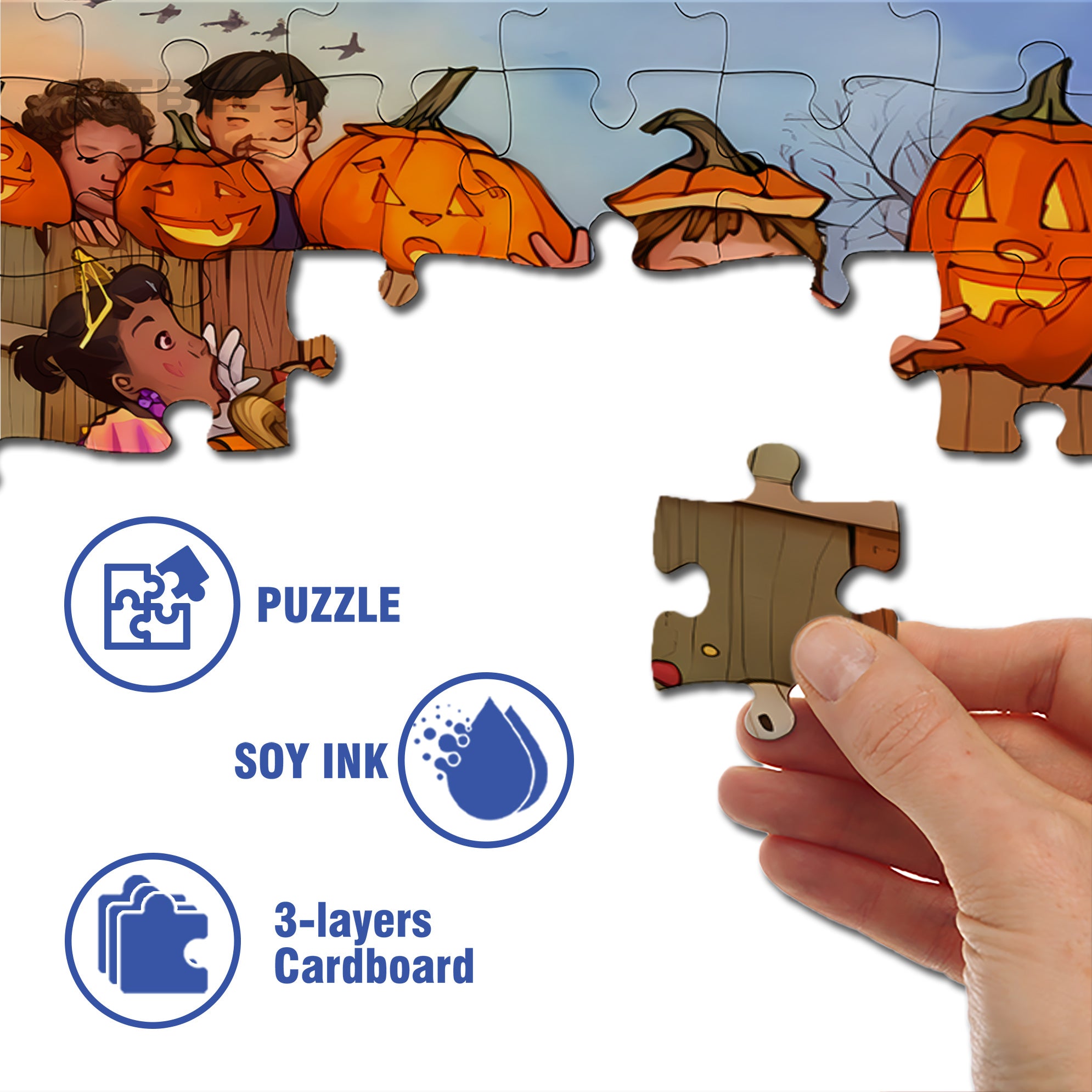 Peekaboo 500pcs/1000pcs Jigsaw Puzzle, Scratch-Resistant, Interactive Family Game & Brain-Boosting DIY Decor, Perfect for Halloween, Christmas & New Year Gifts, Family Puzzle Game