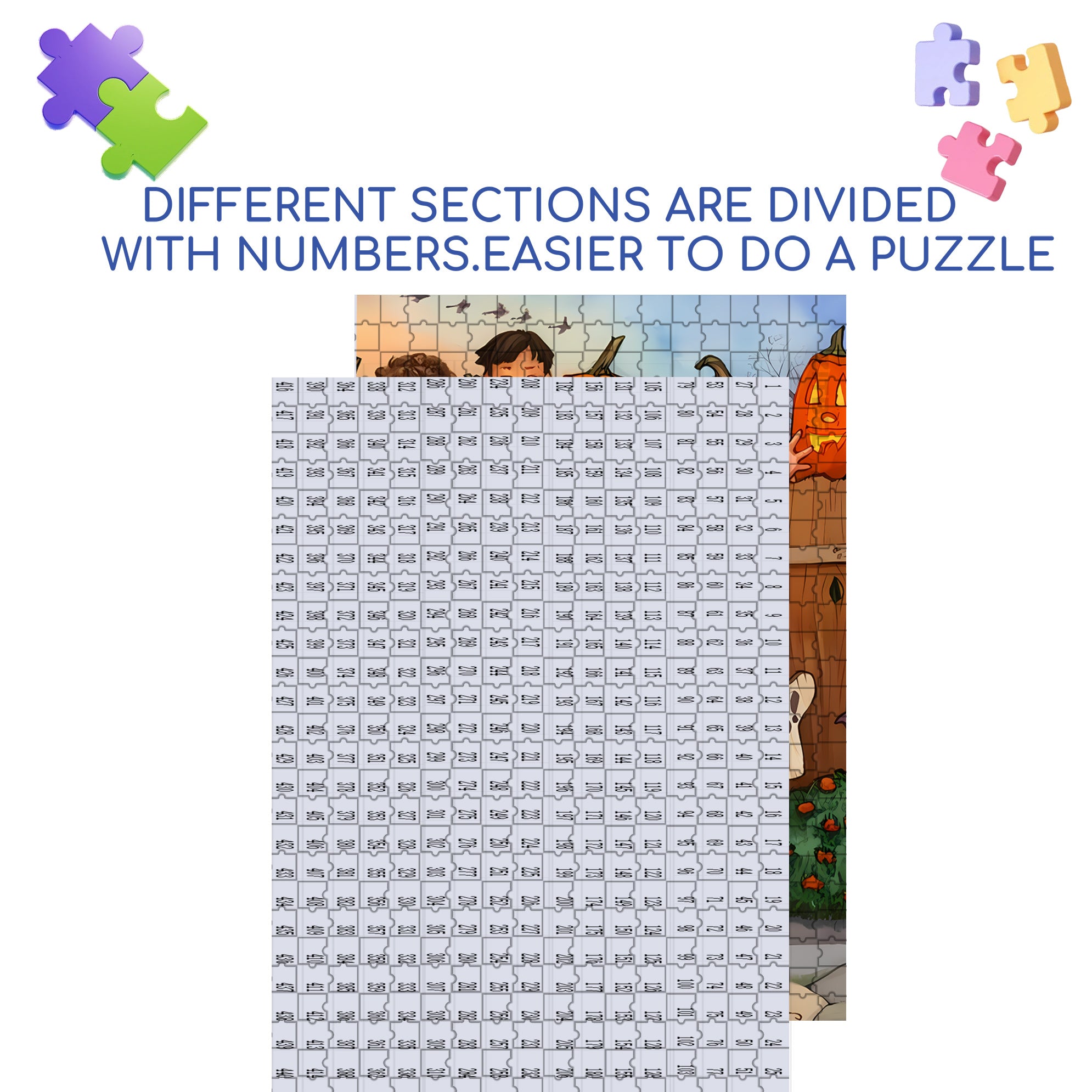 Peekaboo 500pcs/1000pcs Jigsaw Puzzle, Scratch-Resistant, Interactive Family Game & Brain-Boosting DIY Decor, Perfect for Halloween, Christmas & New Year Gifts, Family Puzzle Game