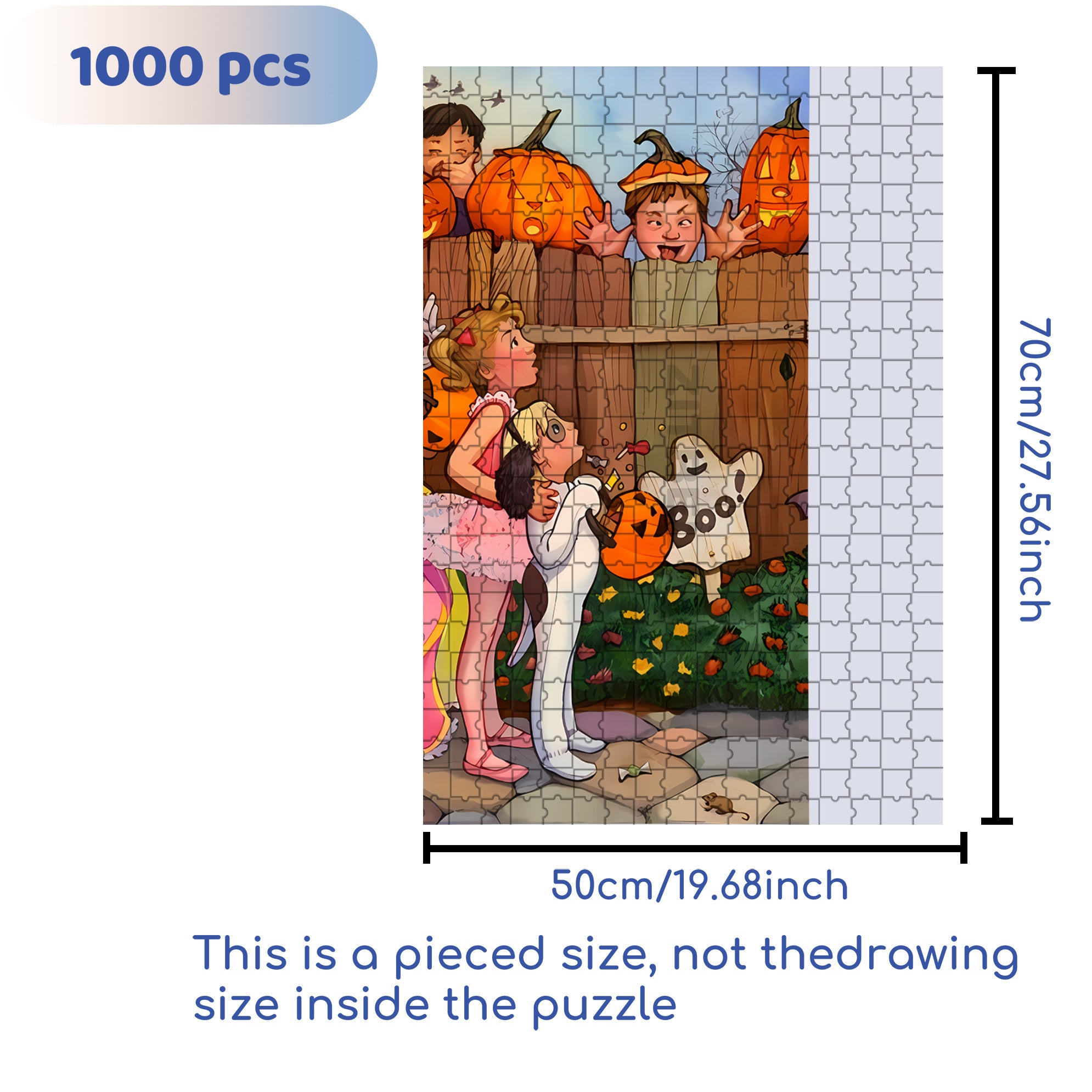 Peekaboo 500pcs/1000pcs Jigsaw Puzzle, Scratch-Resistant, Interactive Family Game & Brain-Boosting DIY Decor, Perfect for Halloween, Christmas & New Year Gifts, Family Puzzle Game