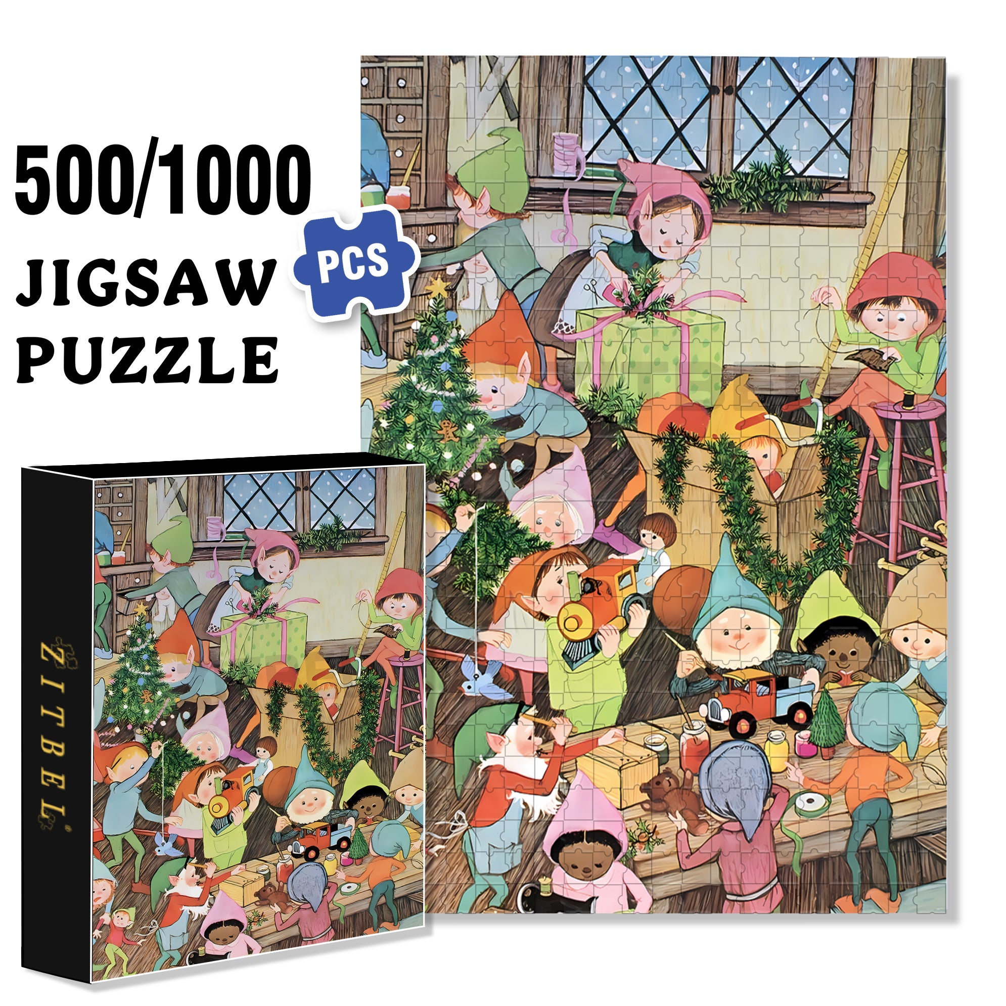 Preparations Before The Festival 500pcs/1000pcs Jigsaw Puzzle, Scratch-Resistant, Interactive Family Game & Brain-Boosting DIY Decor, Perfect for Halloween, Christmas & New Year Gifts, Family Puzzle Game