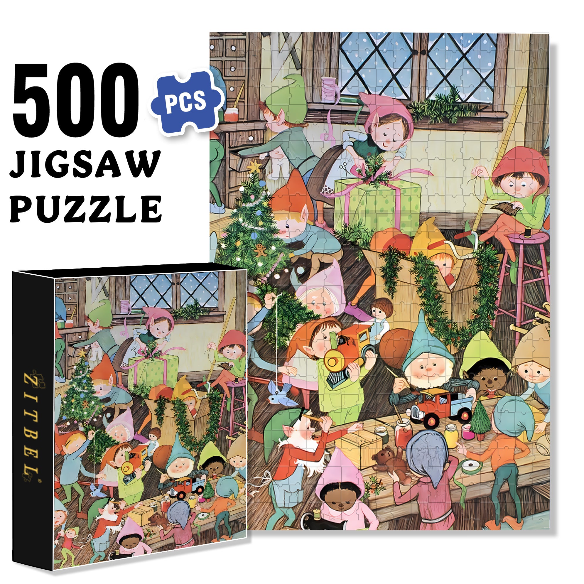 Preparations Before The Festival 500pcs/1000pcs Jigsaw Puzzle, Scratch-Resistant, Interactive Family Game & Brain-Boosting DIY Decor, Perfect for Halloween, Christmas & New Year Gifts, Family Puzzle Game