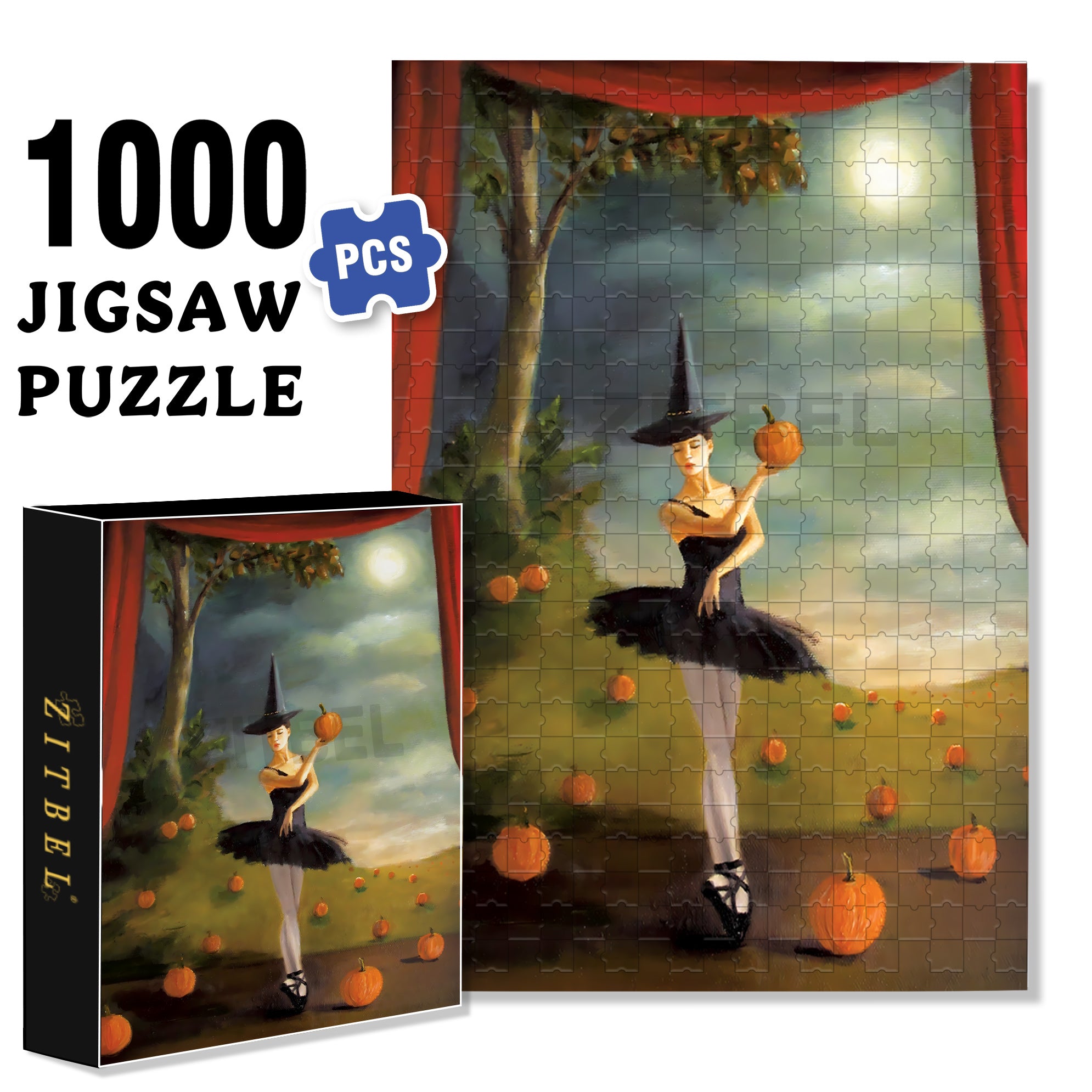 Pumpkin and Ballet 500pcs/1000pcs Jigsaw Puzzle, Scratch-Resistant, Interactive Family Game & Brain-Boosting DIY Decor, Perfect for Halloween, Christmas & New Year Gifts, Family Puzzle Game