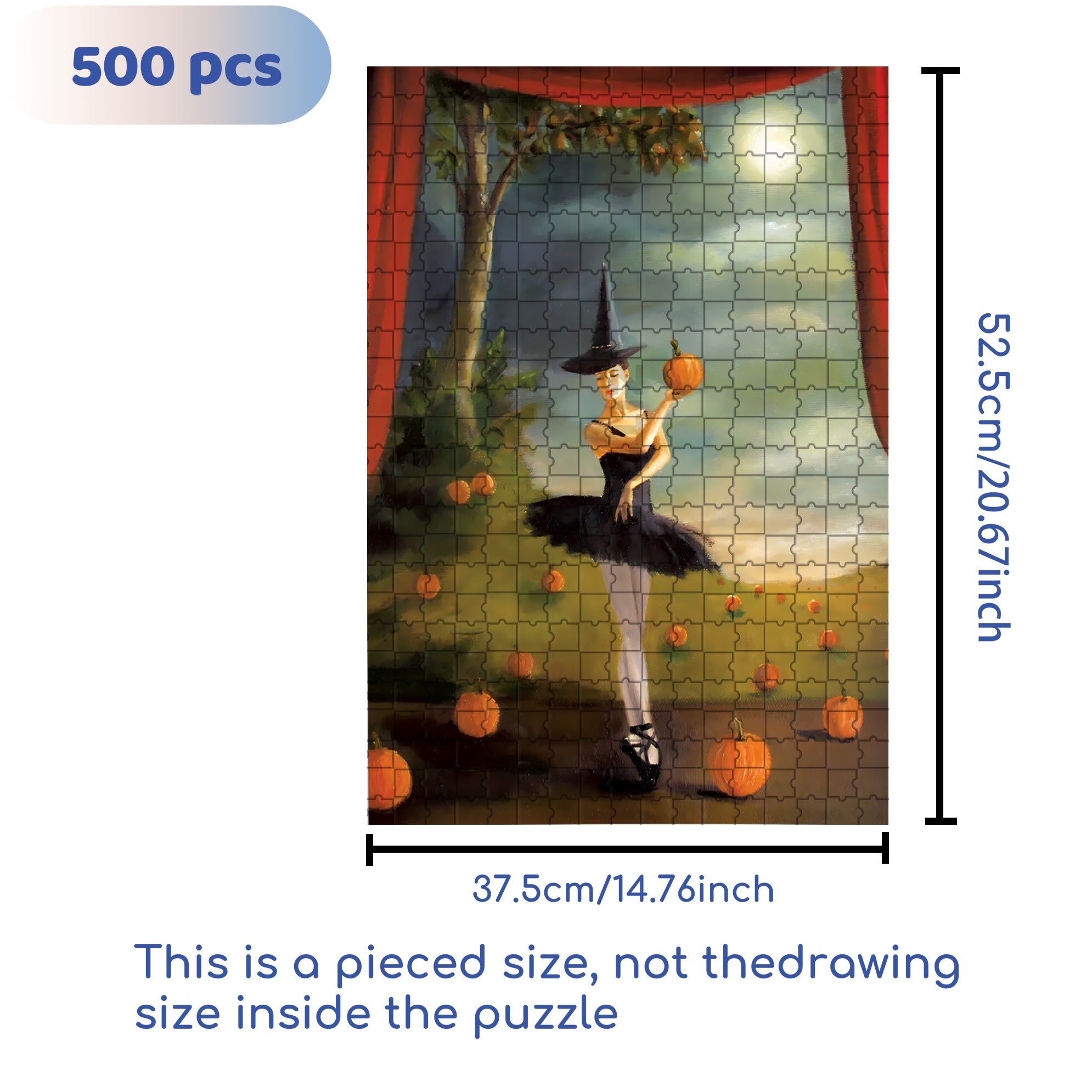 Pumpkin and Ballet 500pcs/1000pcs Jigsaw Puzzle, Scratch-Resistant, Interactive Family Game & Brain-Boosting DIY Decor, Perfect for Halloween, Christmas & New Year Gifts, Family Puzzle Game
