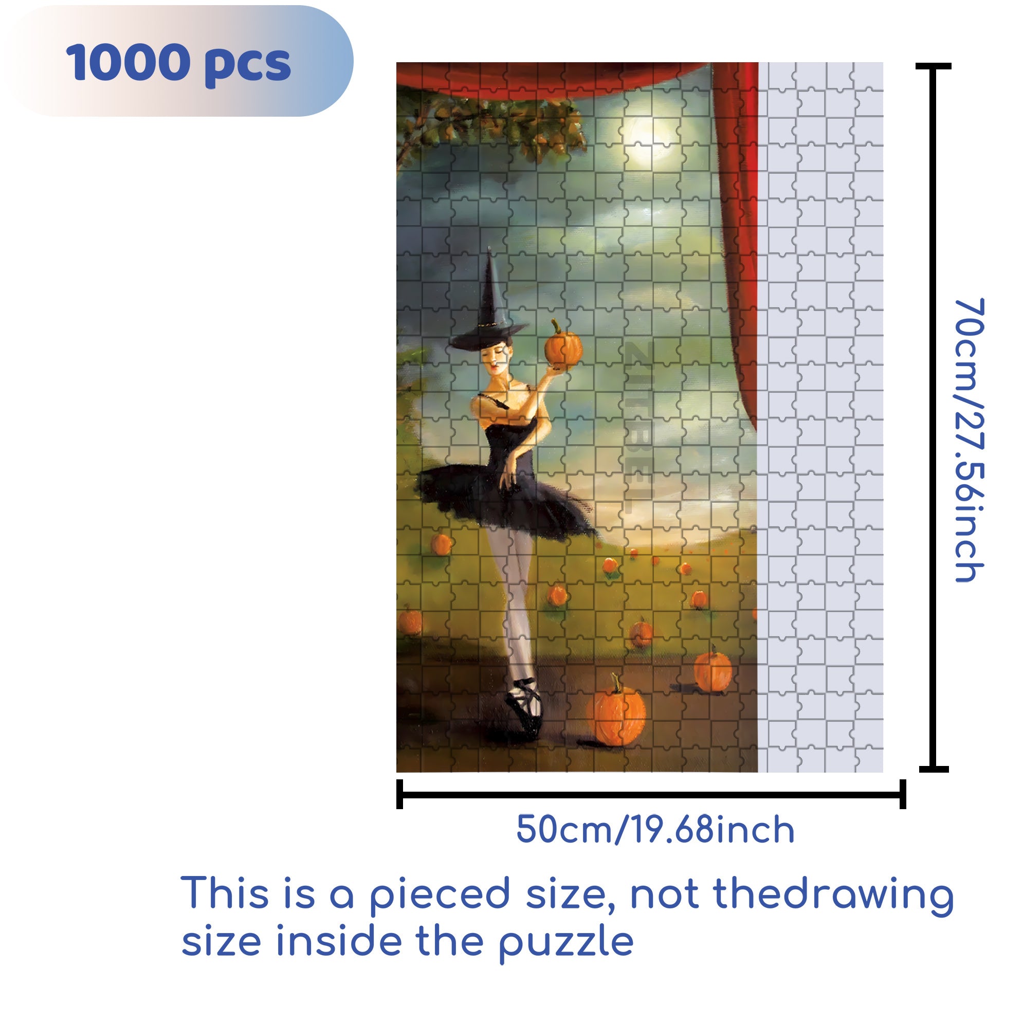 Pumpkin and Ballet 500pcs/1000pcs Jigsaw Puzzle, Scratch-Resistant, Interactive Family Game & Brain-Boosting DIY Decor, Perfect for Halloween, Christmas & New Year Gifts, Family Puzzle Game