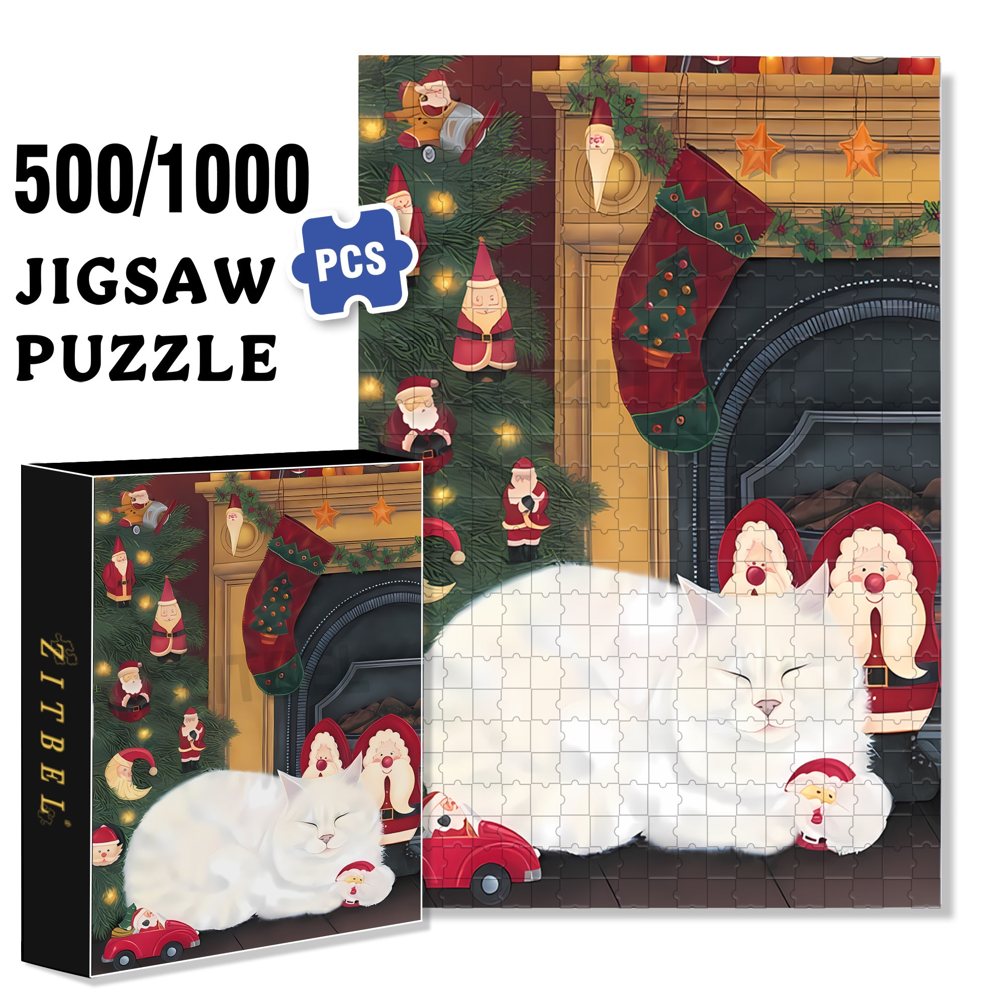 SANTA'S TOYS 500pcs/1000pcs Jigsaw Puzzle, Scratch-Resistant, Interactive Family Game & Brain-Boosting DIY Decor, Perfect for Halloween, Christmas & New Year Gifts, Family Puzzle Game