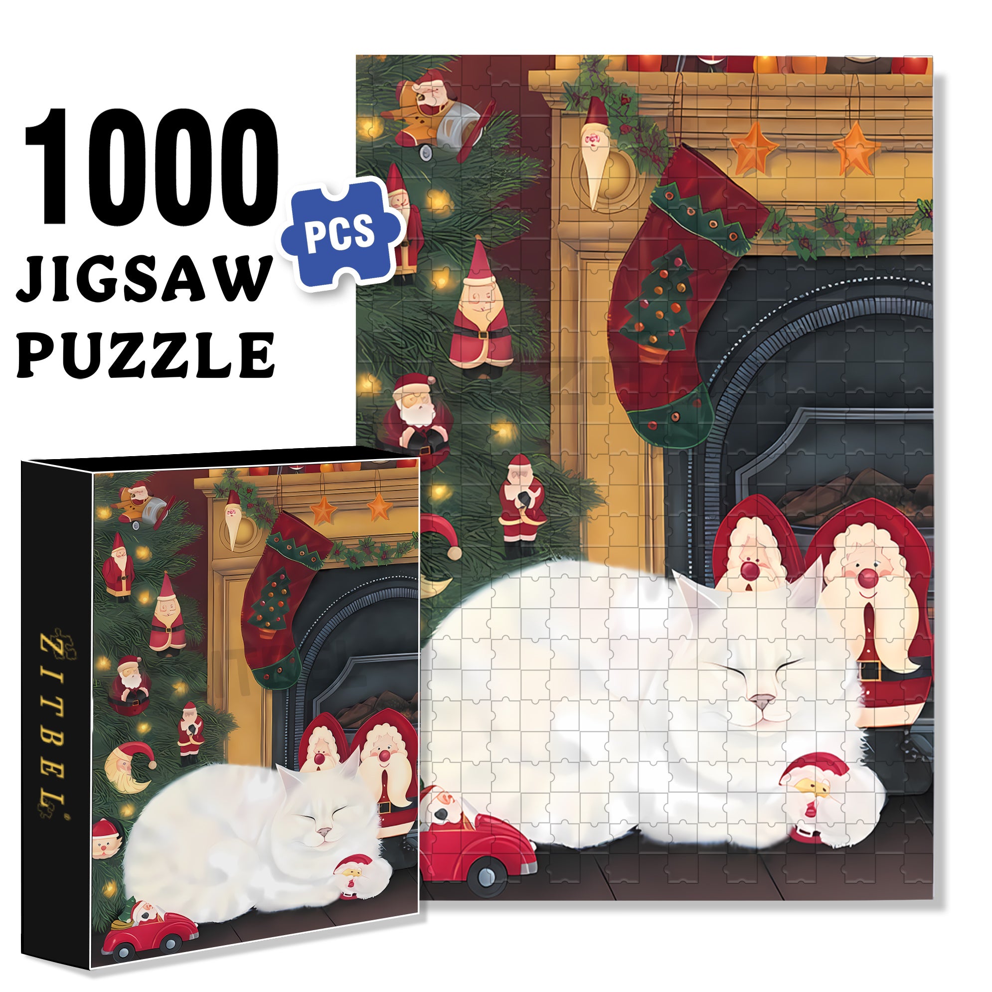 SANTA'S TOYS 500pcs/1000pcs Jigsaw Puzzle, Scratch-Resistant, Interactive Family Game & Brain-Boosting DIY Decor, Perfect for Halloween, Christmas & New Year Gifts, Family Puzzle Game