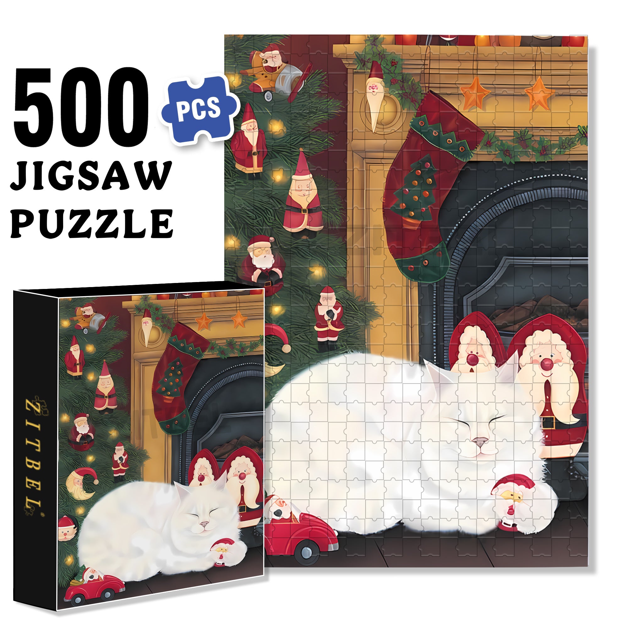 SANTA'S TOYS 500pcs/1000pcs Jigsaw Puzzle, Scratch-Resistant, Interactive Family Game & Brain-Boosting DIY Decor, Perfect for Halloween, Christmas & New Year Gifts, Family Puzzle Game